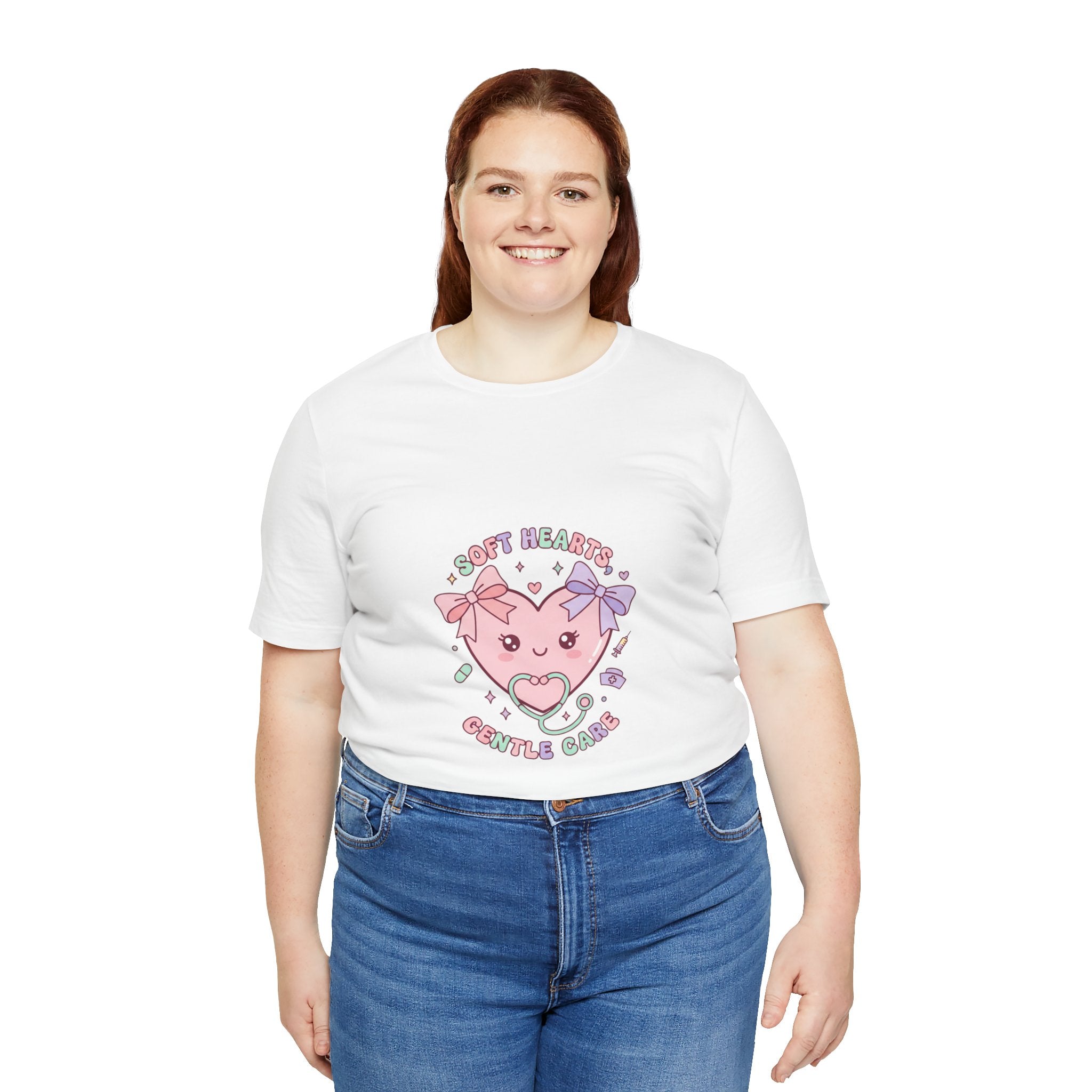 Kawaii Nurse Heart Tee | pastel healthcare design, coquette medical shirt Navy