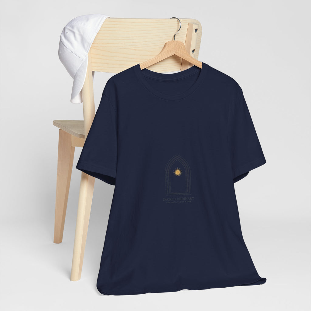 Gothic Arch Minimal Tee | Monastic Minimalism, serene typography Navy