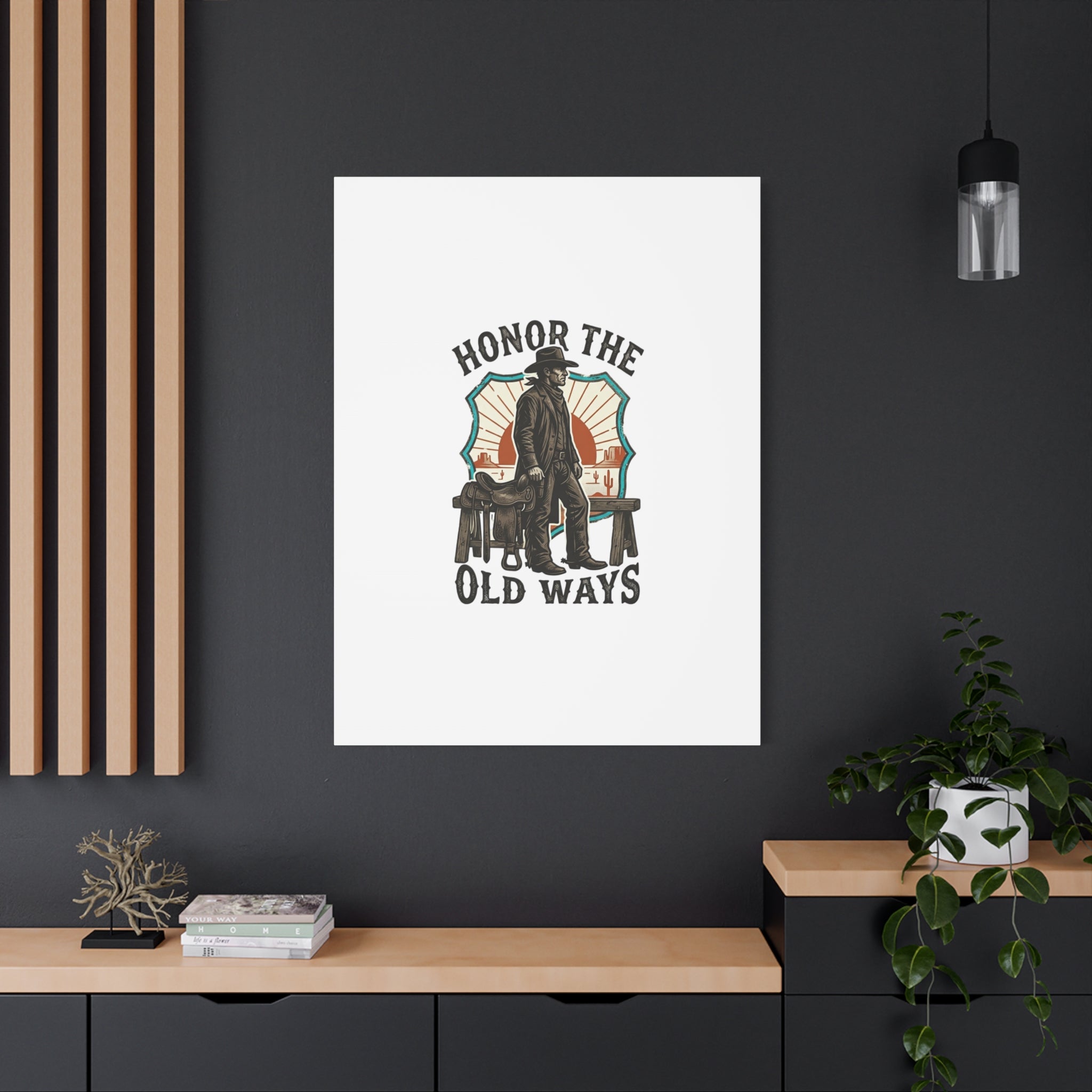 Honor the Old Ways Canvas, Western Americana vintage cowboy frontier 36" x 36" 1.25"