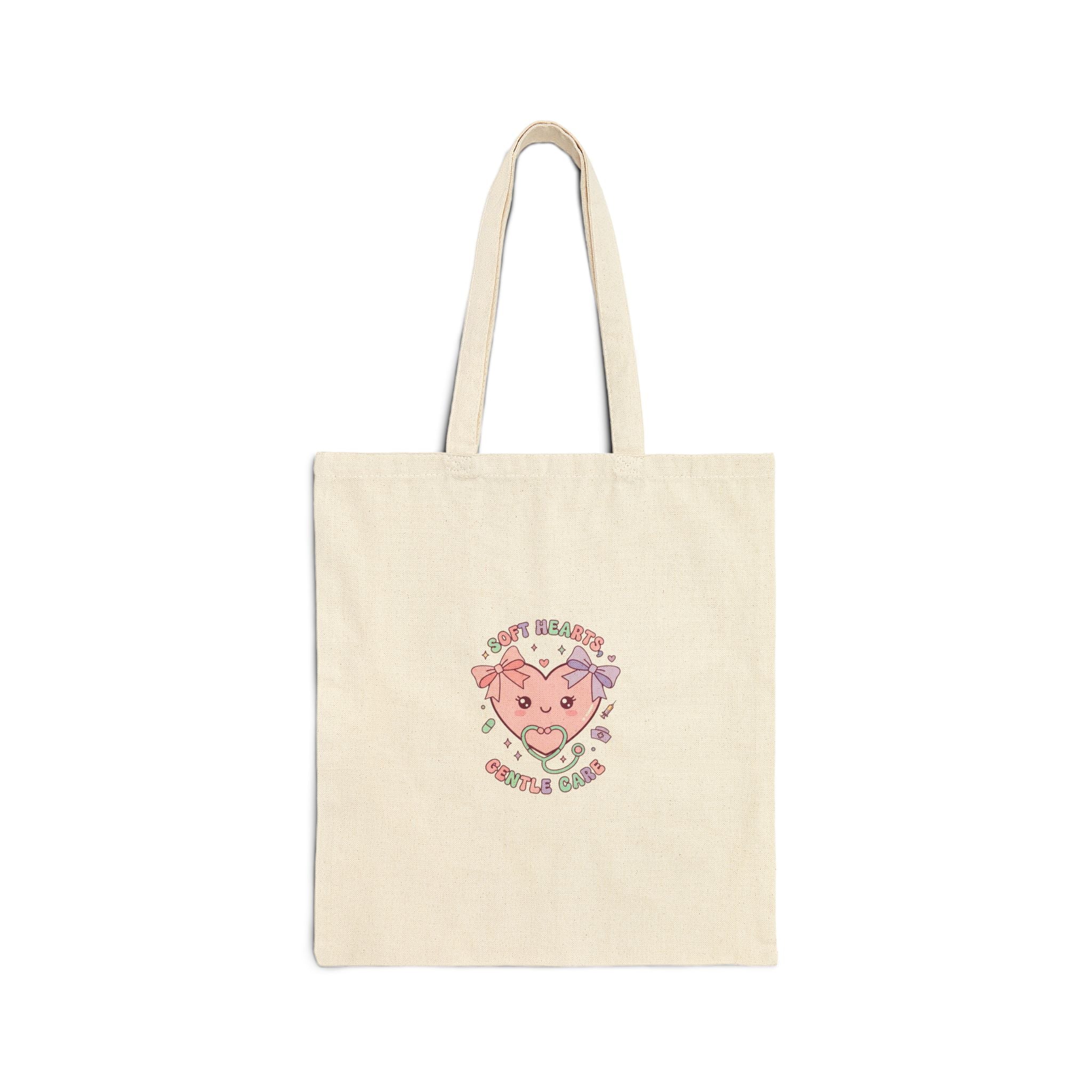 Cute Nurse Heart Illustration Tote | pastel coquette medical, kawaii nurse graphic