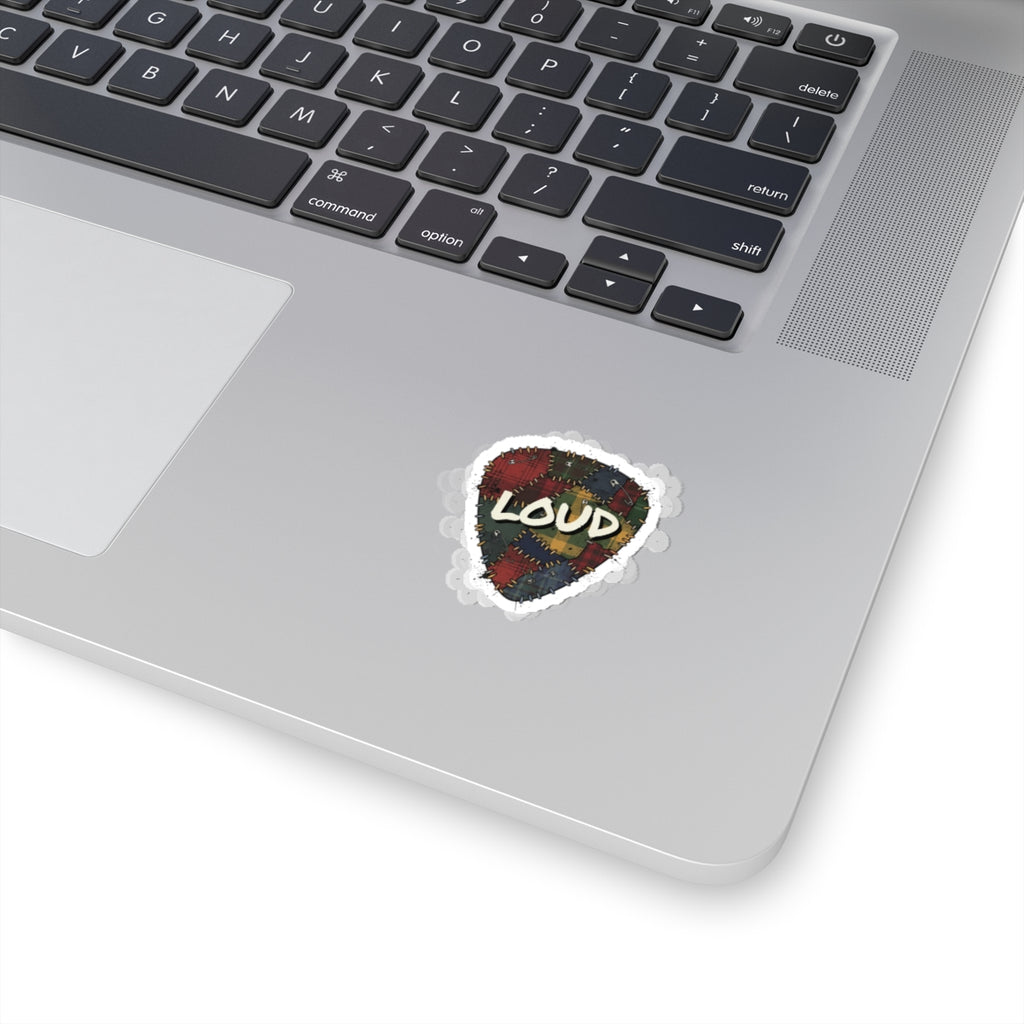 Patchwork Plaid 'LOUD' Sticker | Grunge Revival, 90s Plaid Aesthetic 2" × 2" White