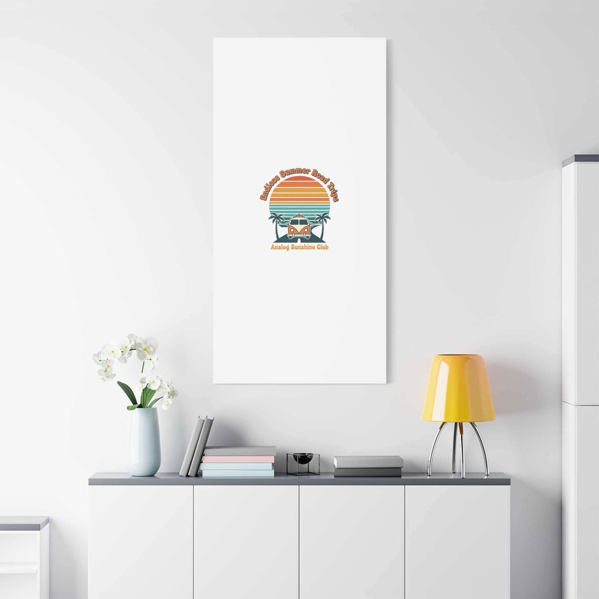 Endless Summer Road Trips Canvas | 1970s Sunset, Retro Surf Palm Art 36" x 36" 1.25"