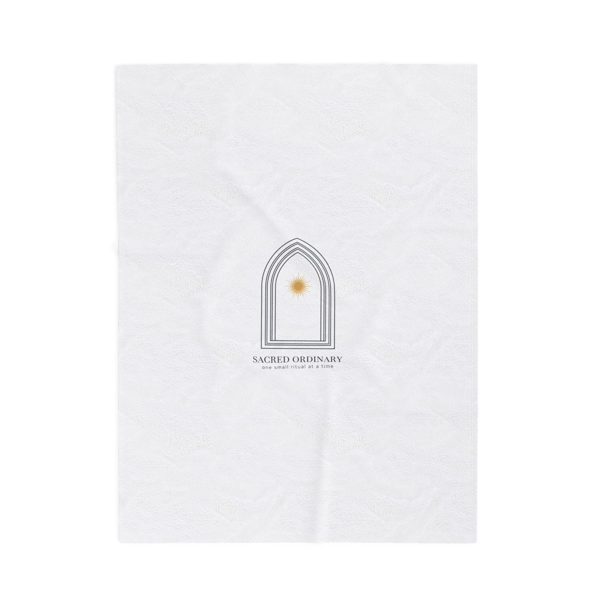 Gothic Arch Minimalist Motif Velveteen Plush Blanket | Quiet Luxury, Serene Typography