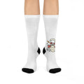 Drum Set Illustration Cushioned Crew Socks | Musician Band Socks White One size 3 4 Crew