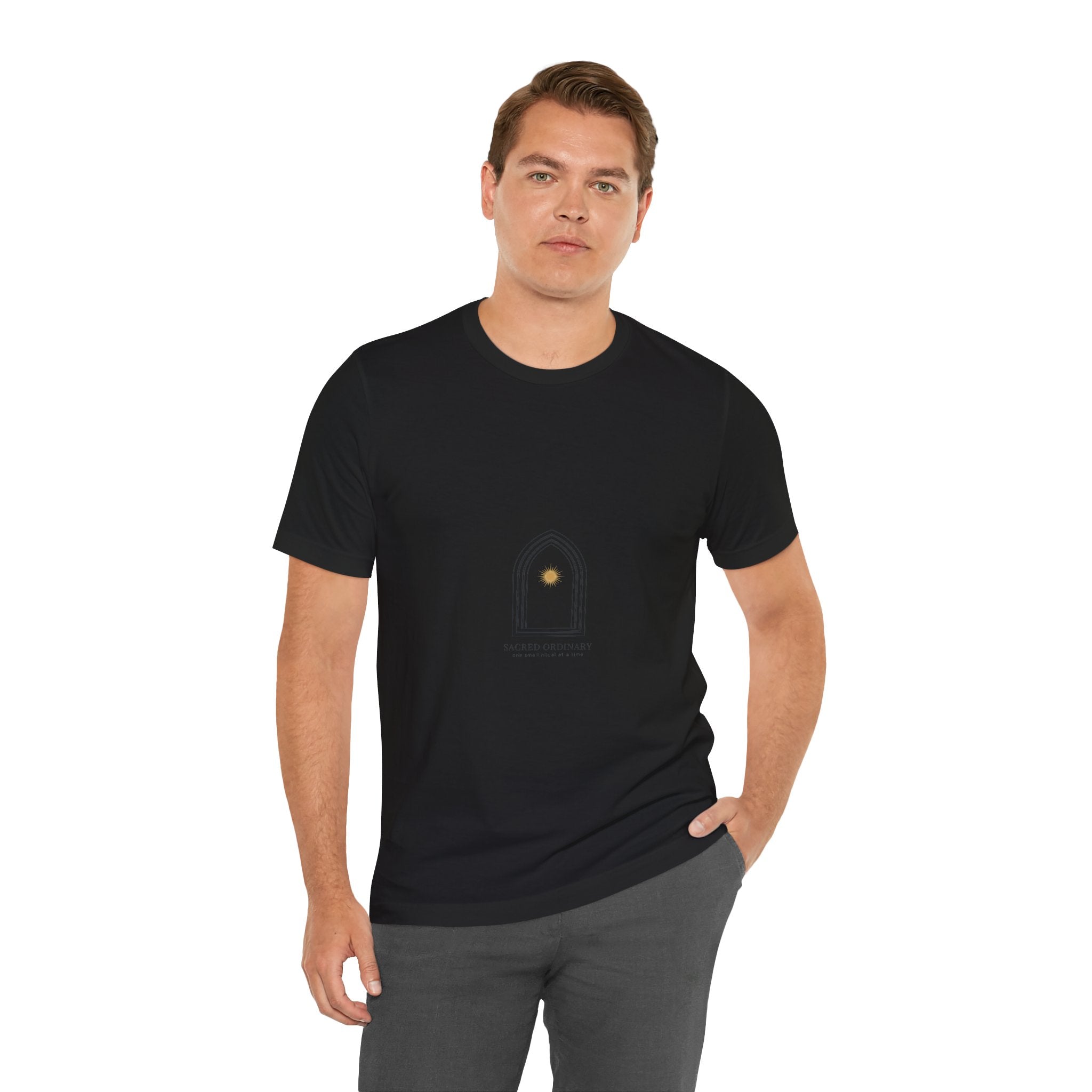 Gothic Arch Minimal Tee | Monastic Minimalism, serene typography Navy