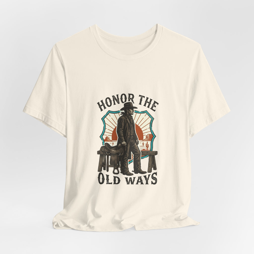 Honor the Old Ways T-Shirt | Western Americana Vintage Cowboy Frontier Navy