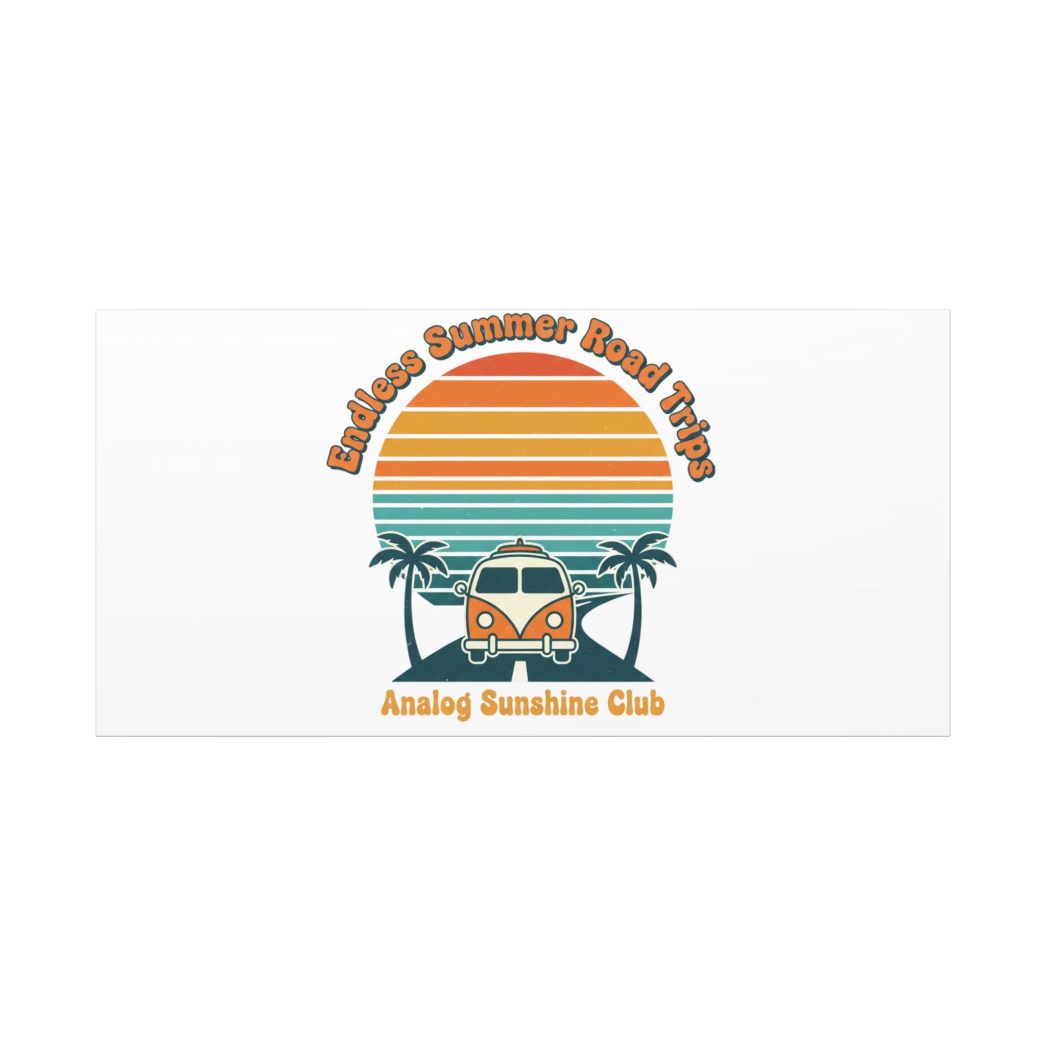 Endless Summer Road Trips Canvas | 1970s Sunset, Retro Surf Palm Art 40" x 20" (Horizontal) 1.25"