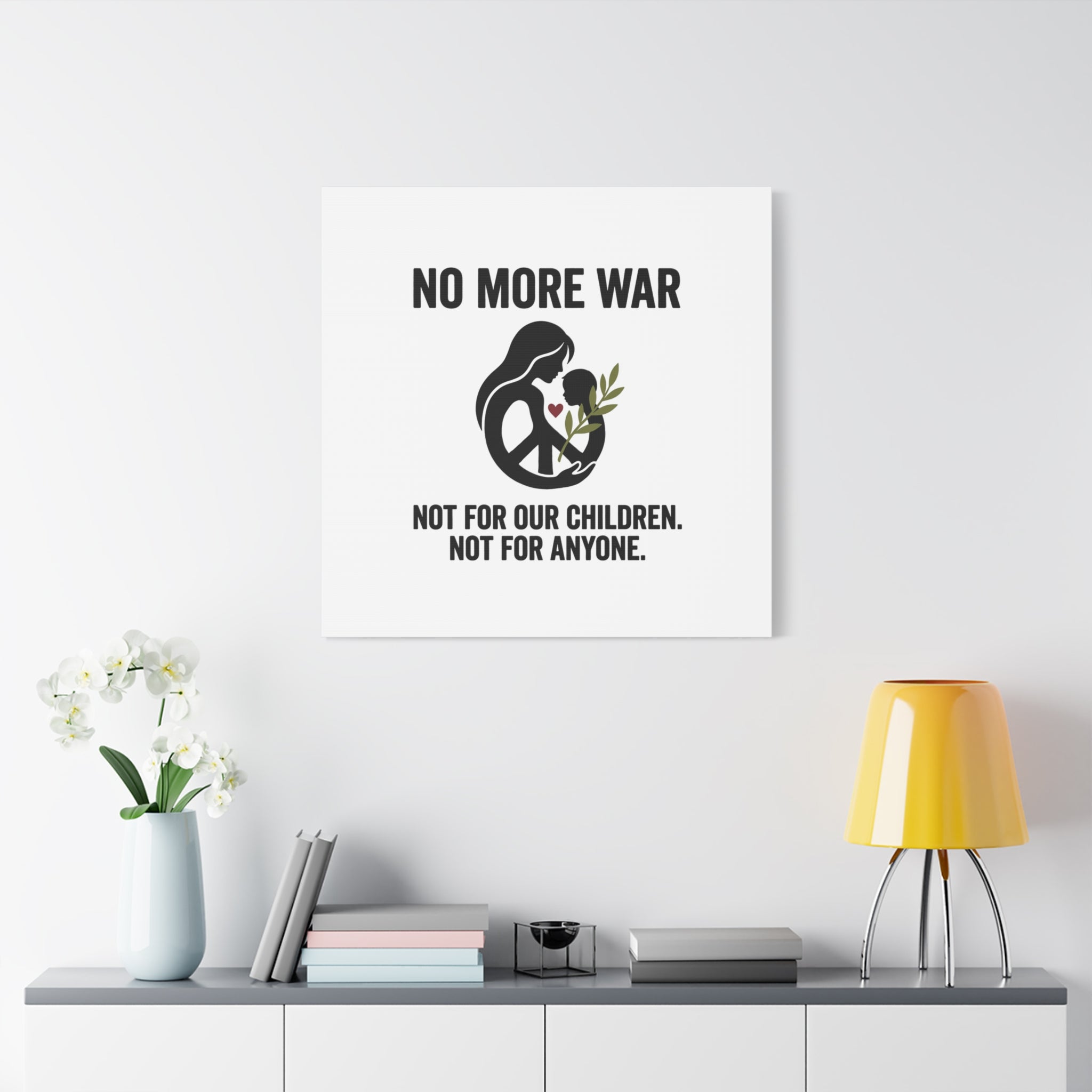 No More War Canvas, Anti-War Peace Protest Wall Art | Solidarity Ceasefire. 36" x 36" 1.25"