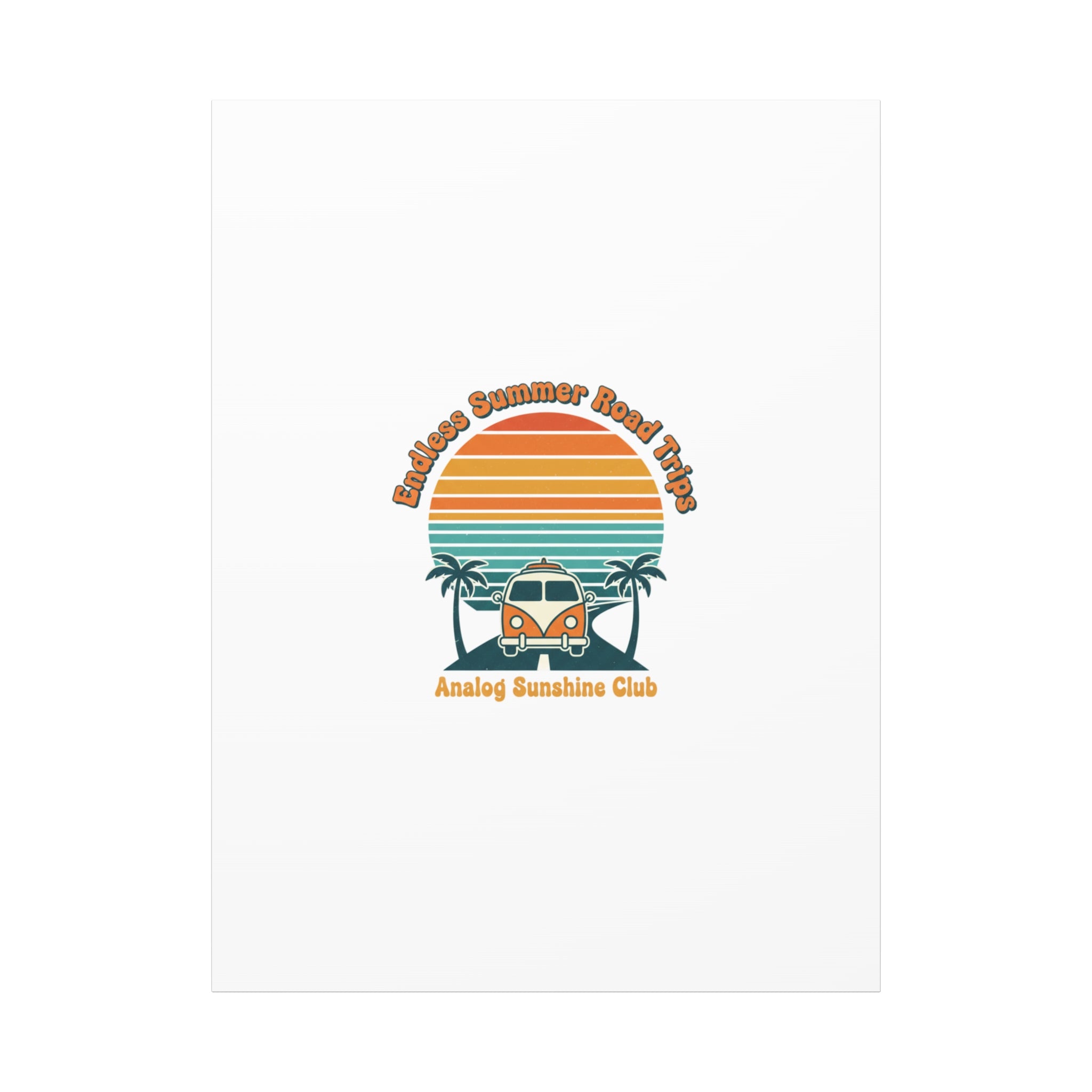 Endless Summer Road Trips Canvas | 1970s Sunset, Retro Surf Palm Art 36" x 48" (Vertical) 1.25"