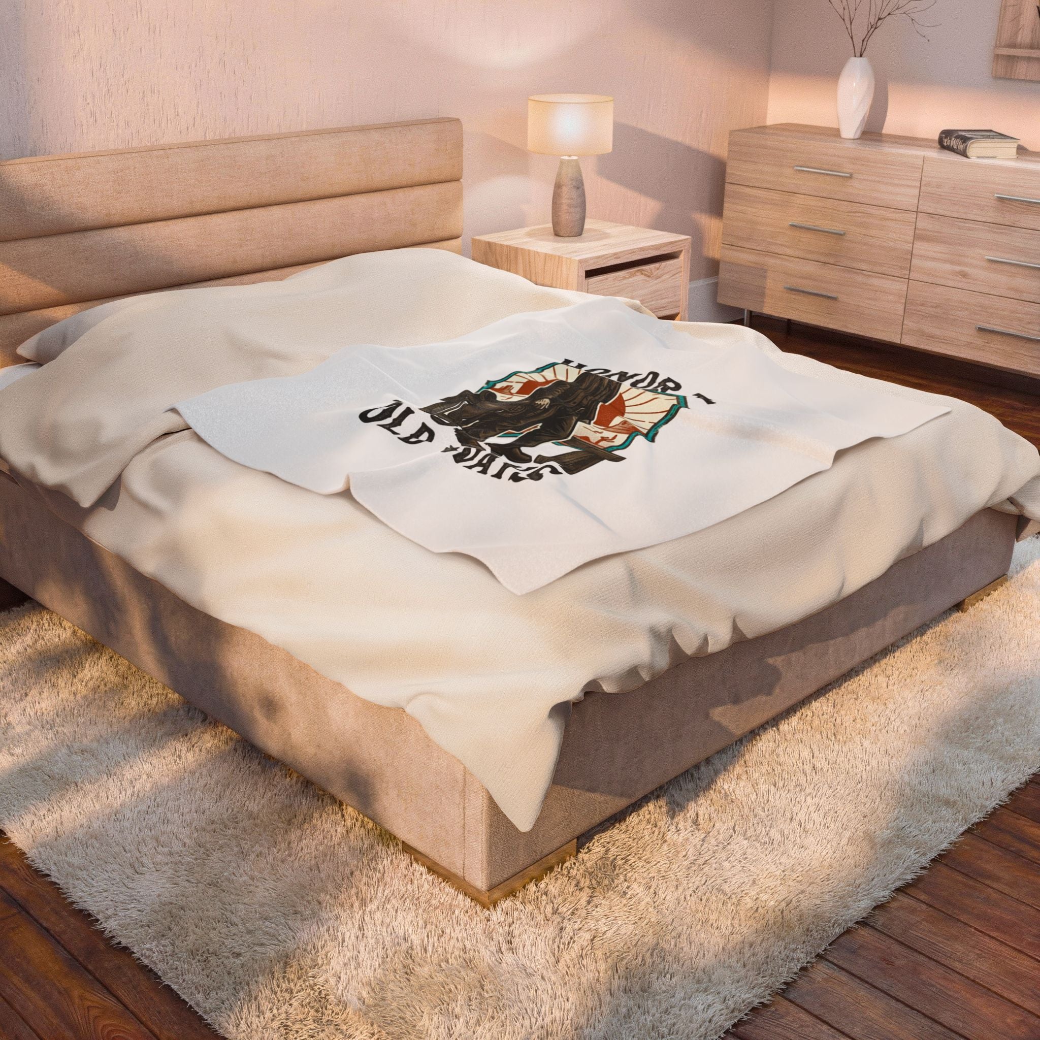 Honor the Old Ways Velveteen Blanket | Western Americana, Vintage Cowboy. 30" × 40"