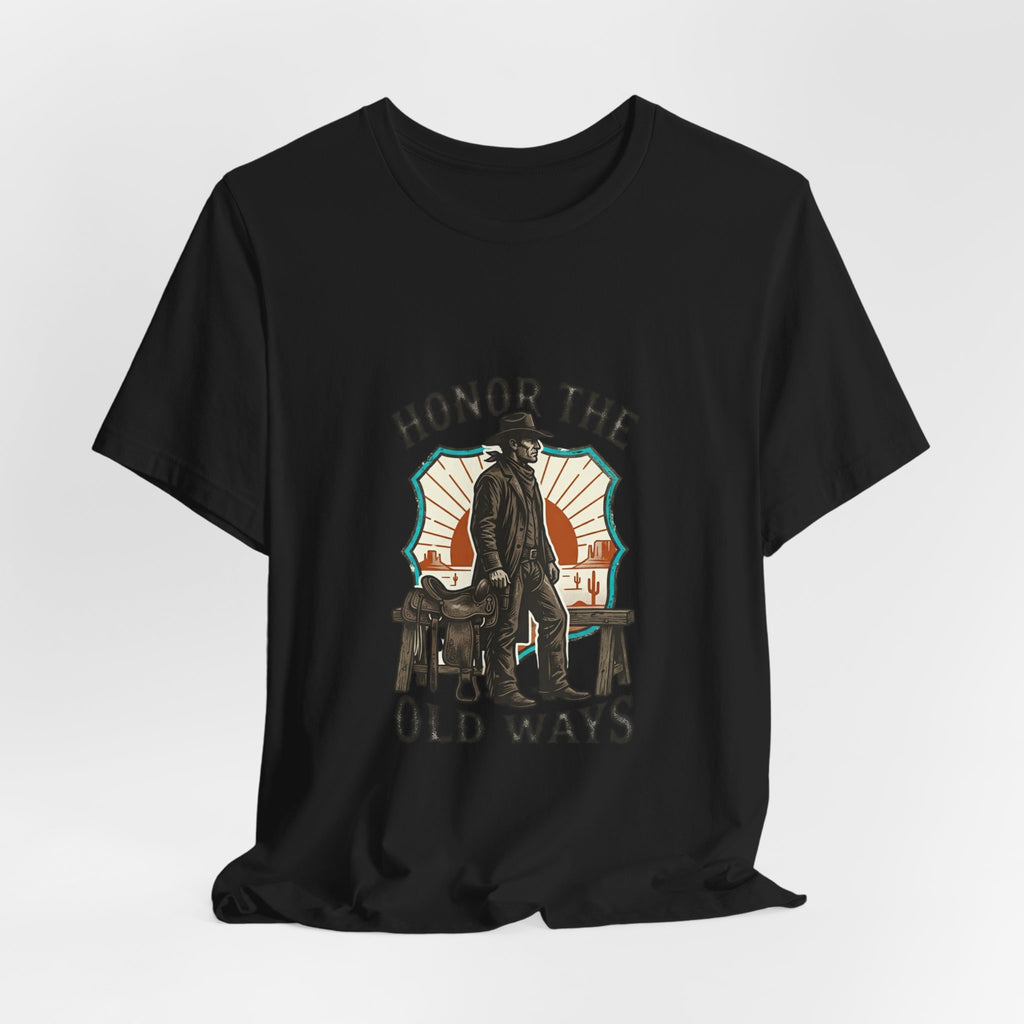 Honor the Old Ways T-Shirt | Western Americana Vintage Cowboy Frontier Navy