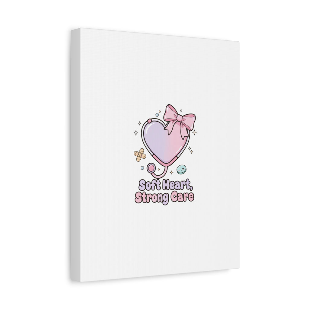 Soft Heart Strong Care Canvas, Pastel Cute Nurse Medical Art | Coquette Healthcare 36" x 36" 1.25"