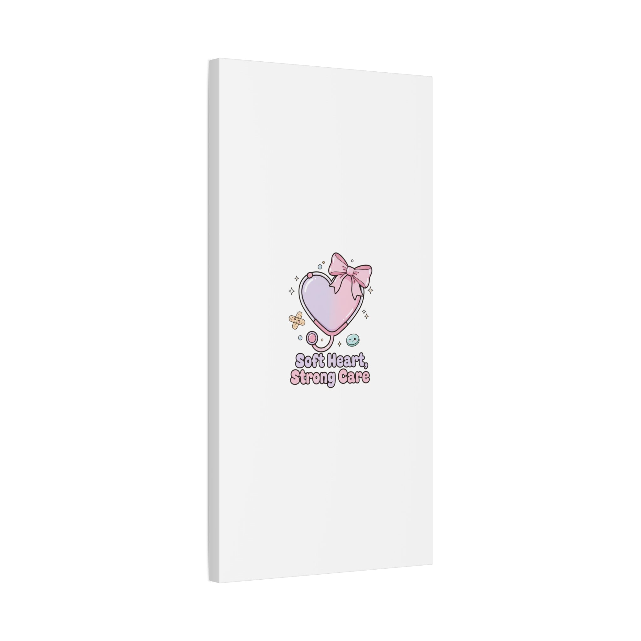 Soft Heart Strong Care Canvas, Pastel Cute Nurse Medical Art | Coquette Healthcare 36" x 36" 1.25"