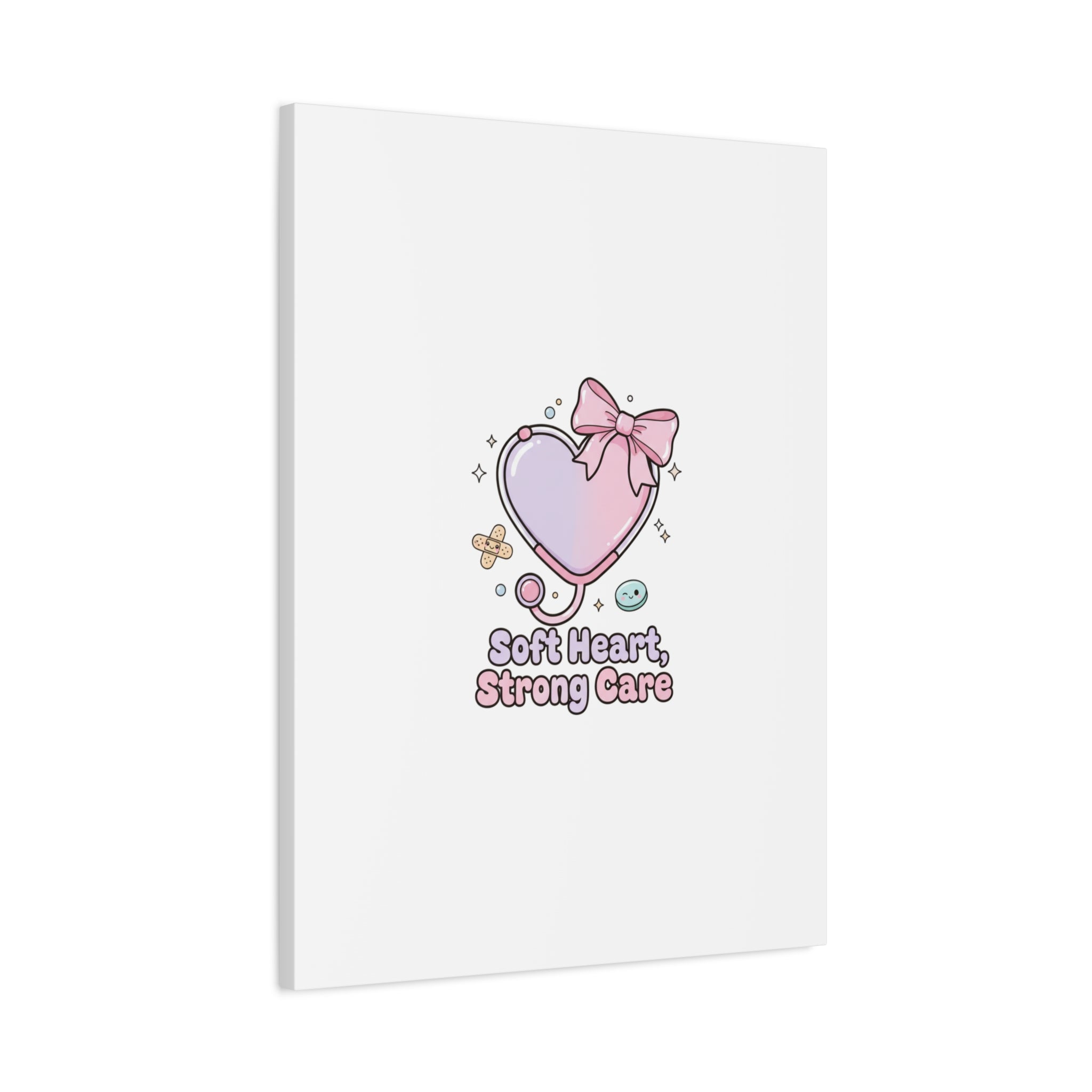 Soft Heart Strong Care Canvas, Pastel Cute Nurse Medical Art | Coquette Healthcare 36" x 36" 1.25"