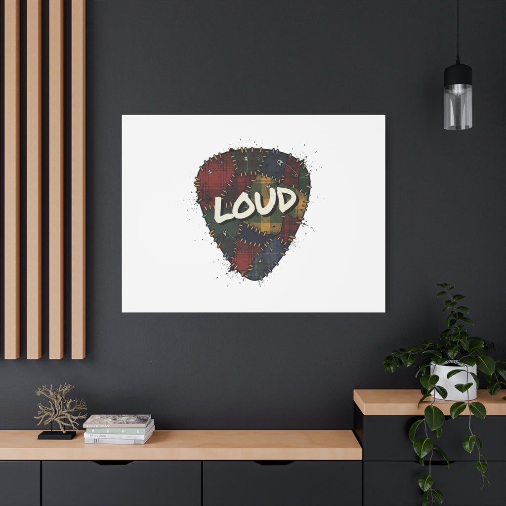 Plaid Patchwork Guitar Pick Canvas, Grunge Revival, 90s Rock Plaid Aesthetic 36" x 36" 1.25"