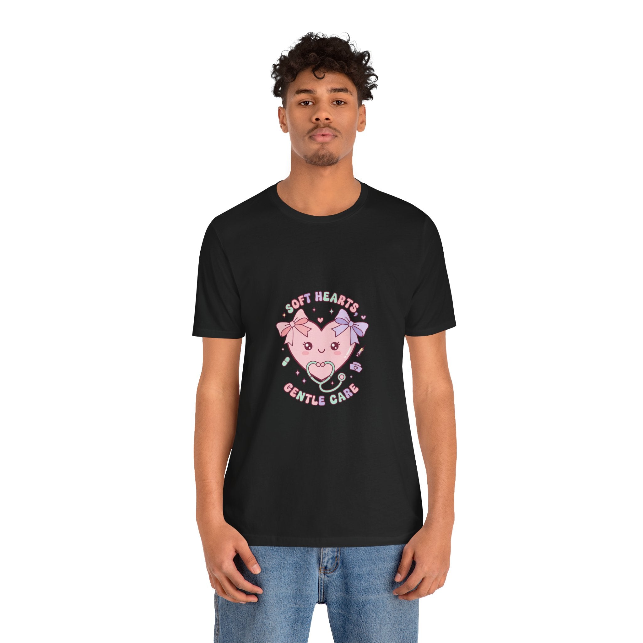 Kawaii Nurse Heart Tee | pastel healthcare design, coquette medical shirt Navy