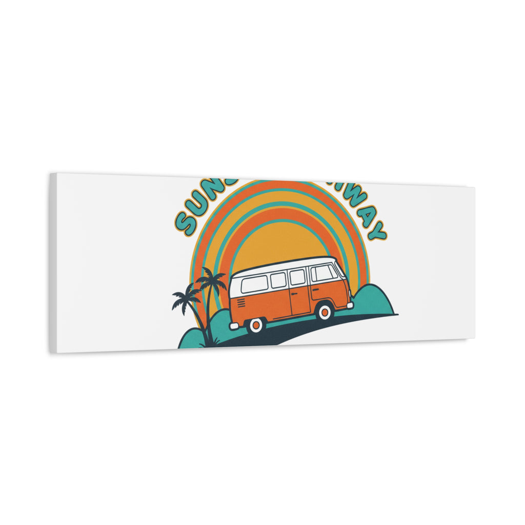 Sunset Highway Van Canvas | 1970s Retro Surf, Vintage Palm Poster 36" x 36" 1.25"