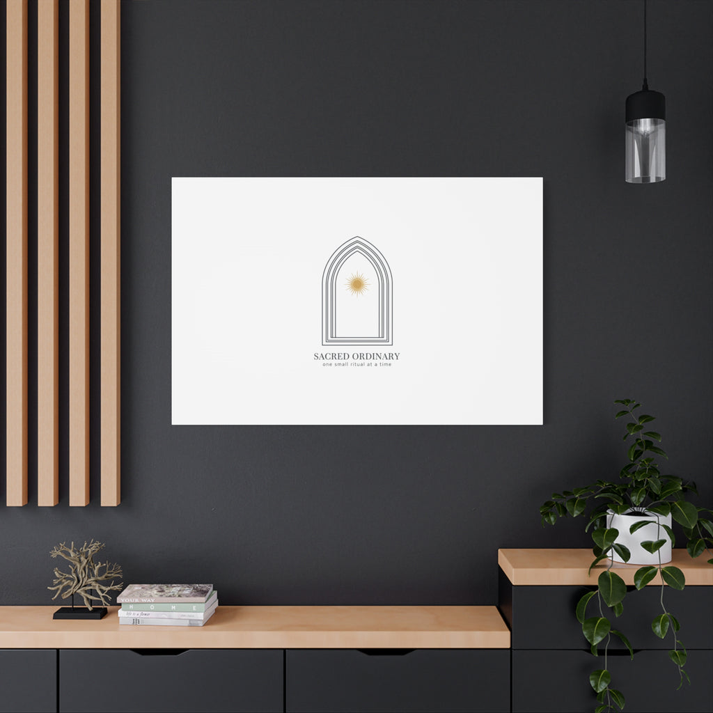 Sacred Ordinary Gothic Arch Canvas | Minimal Scripture Art, Quiet Luxury
