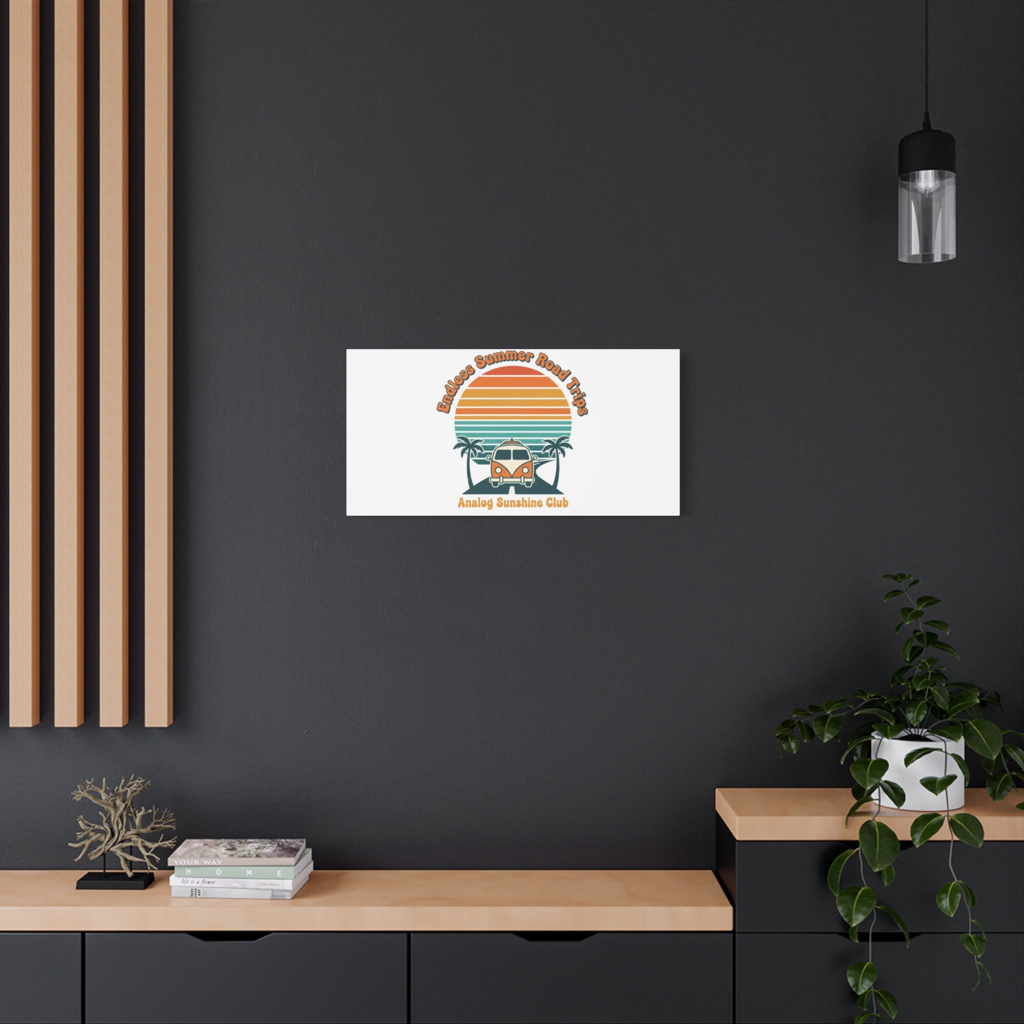 Endless Summer Road Trips Canvas | 1970s Sunset, Retro Surf Palm Art 36" x 36" 1.25"