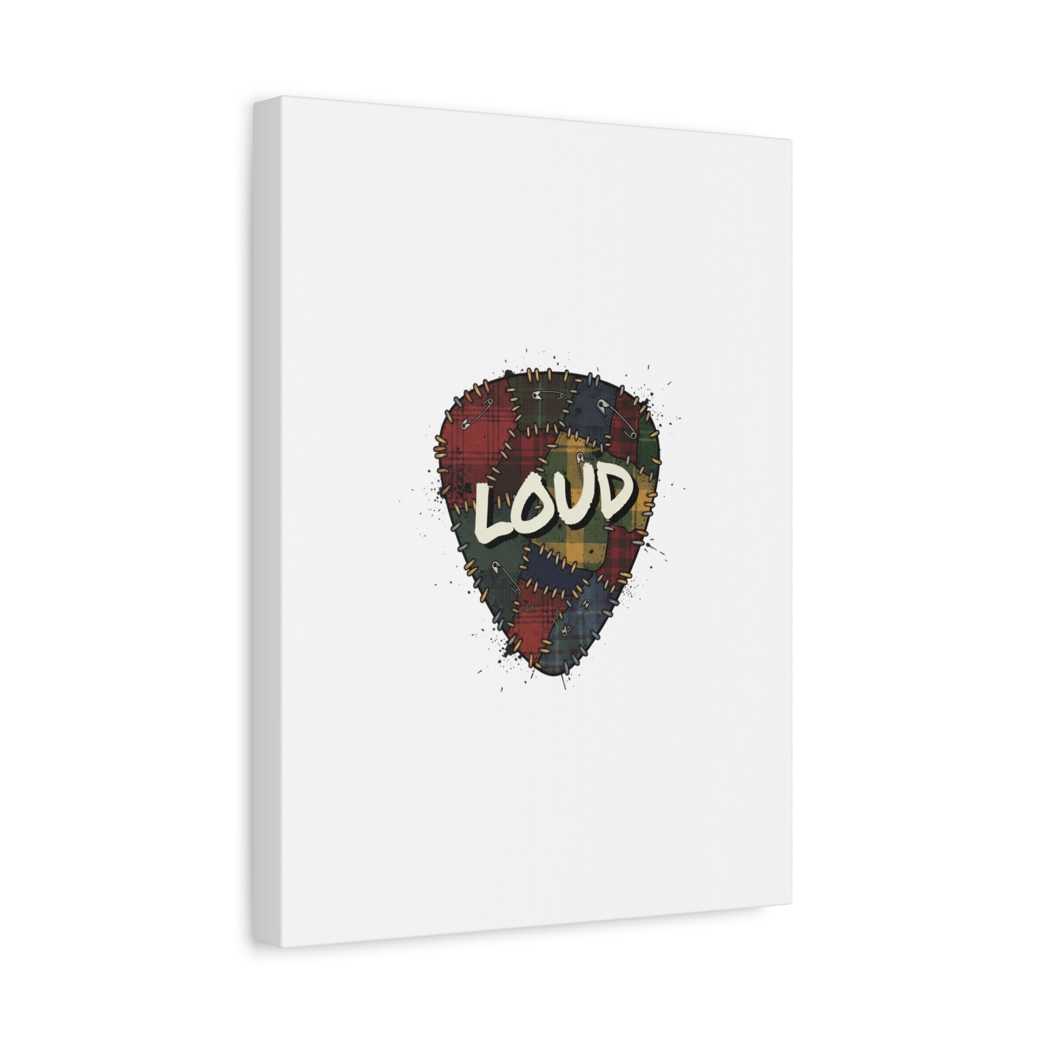 Plaid Patchwork Guitar Pick Canvas, Grunge Revival, 90s Rock Plaid Aesthetic 36" x 36" 1.25"