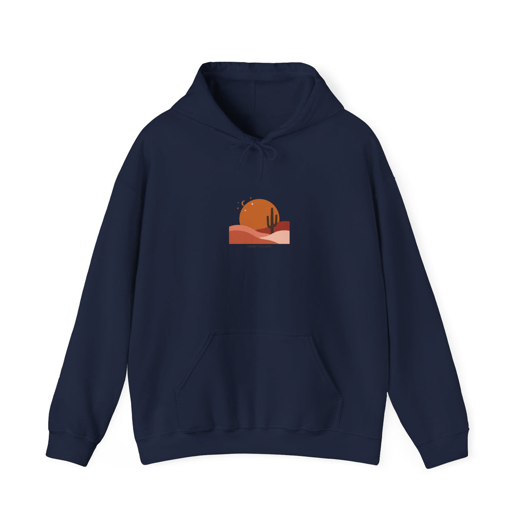 Desert Sunset Minimalist Mesa Hoodie | southwestern art print, adobe-inspired Navy