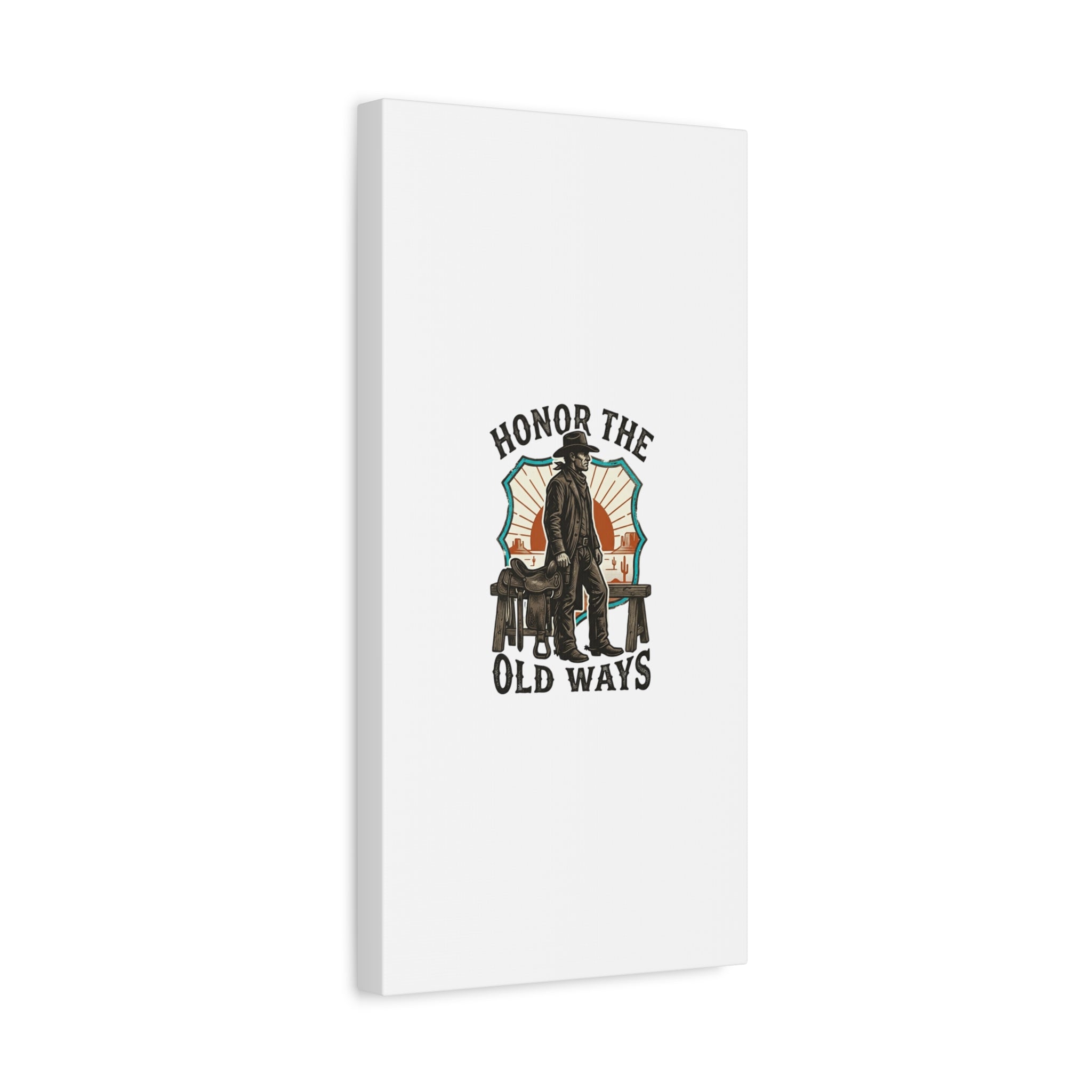 Honor the Old Ways Canvas, Western Americana vintage cowboy frontier 36" x 36" 1.25"