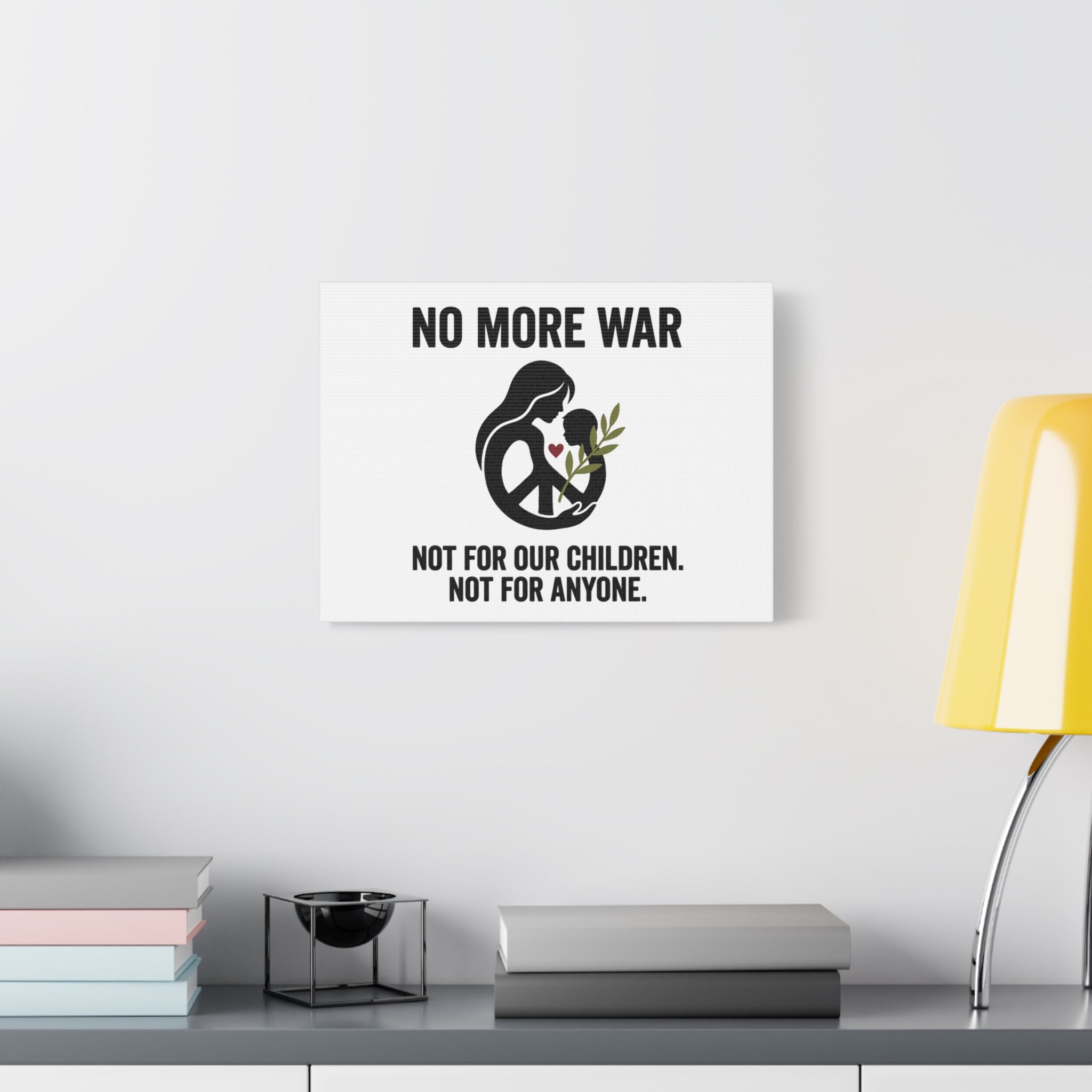 No More War Canvas, Anti-War Peace Protest Wall Art | Solidarity Ceasefire. 36" x 36" 1.25"