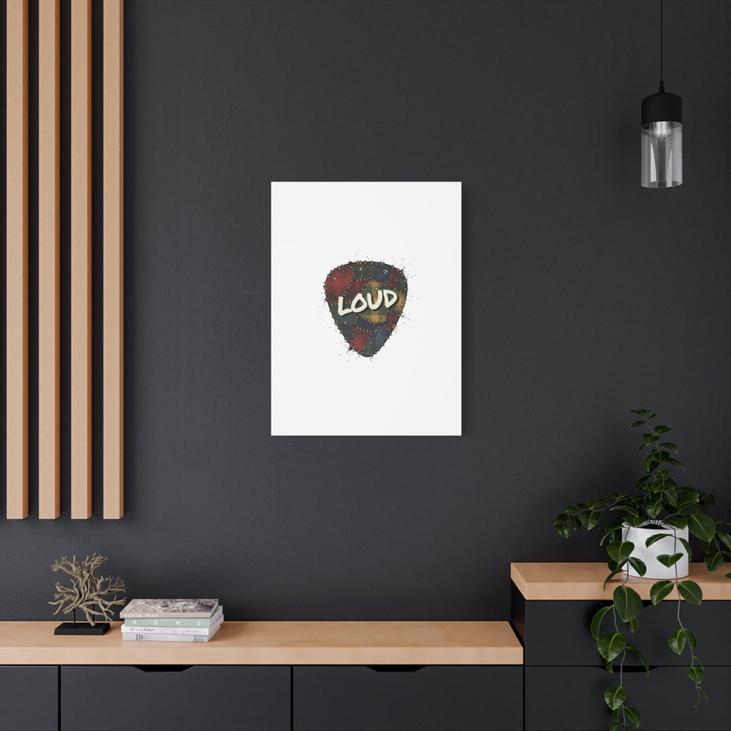 Plaid Patchwork Guitar Pick Canvas, Grunge Revival, 90s Rock Plaid Aesthetic 36" x 36" 1.25"