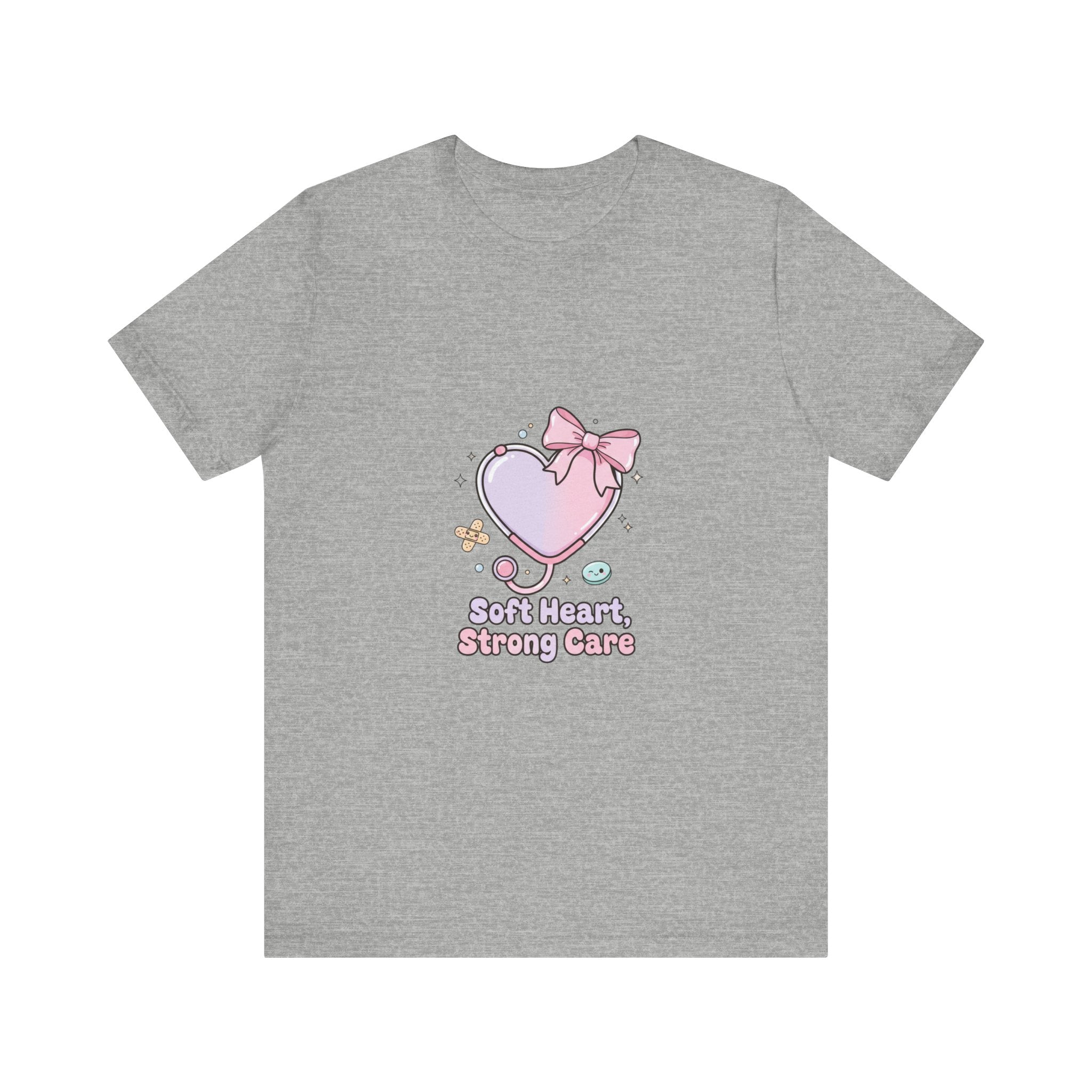Soft Heart Strong Care T-Shirt | cute nurse graphic, pastel coquette medical shirt Navy