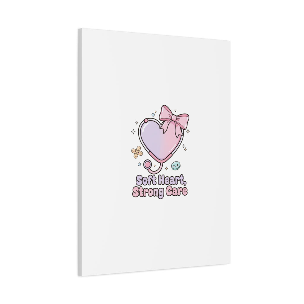 Soft Heart Strong Care Canvas, Pastel Cute Nurse Medical Art | Coquette Healthcare 36" x 36" 1.25"