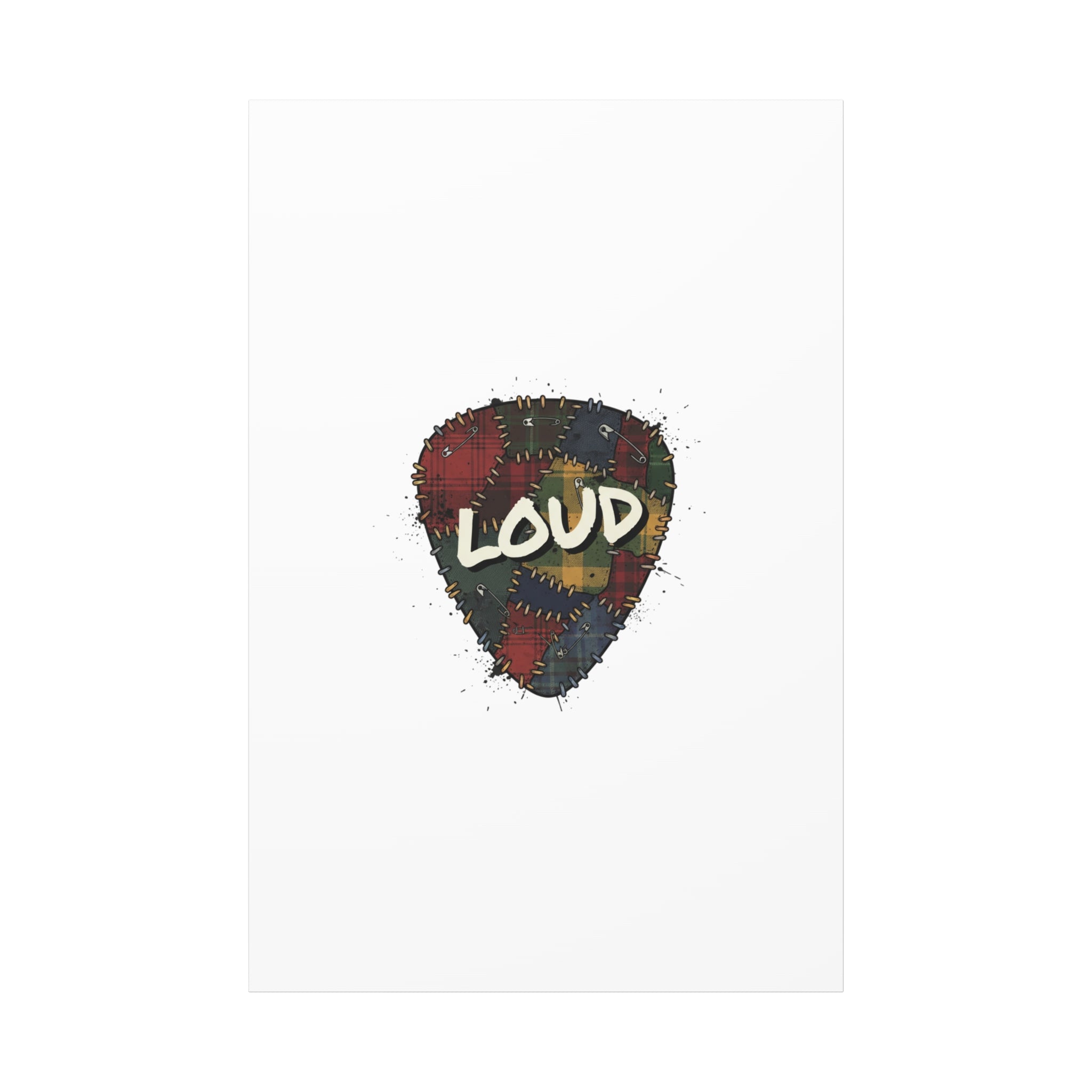 Plaid Patchwork Guitar Pick Canvas, Grunge Revival, 90s Rock Plaid Aesthetic 40" x 60" (Vertical) 1.25"
