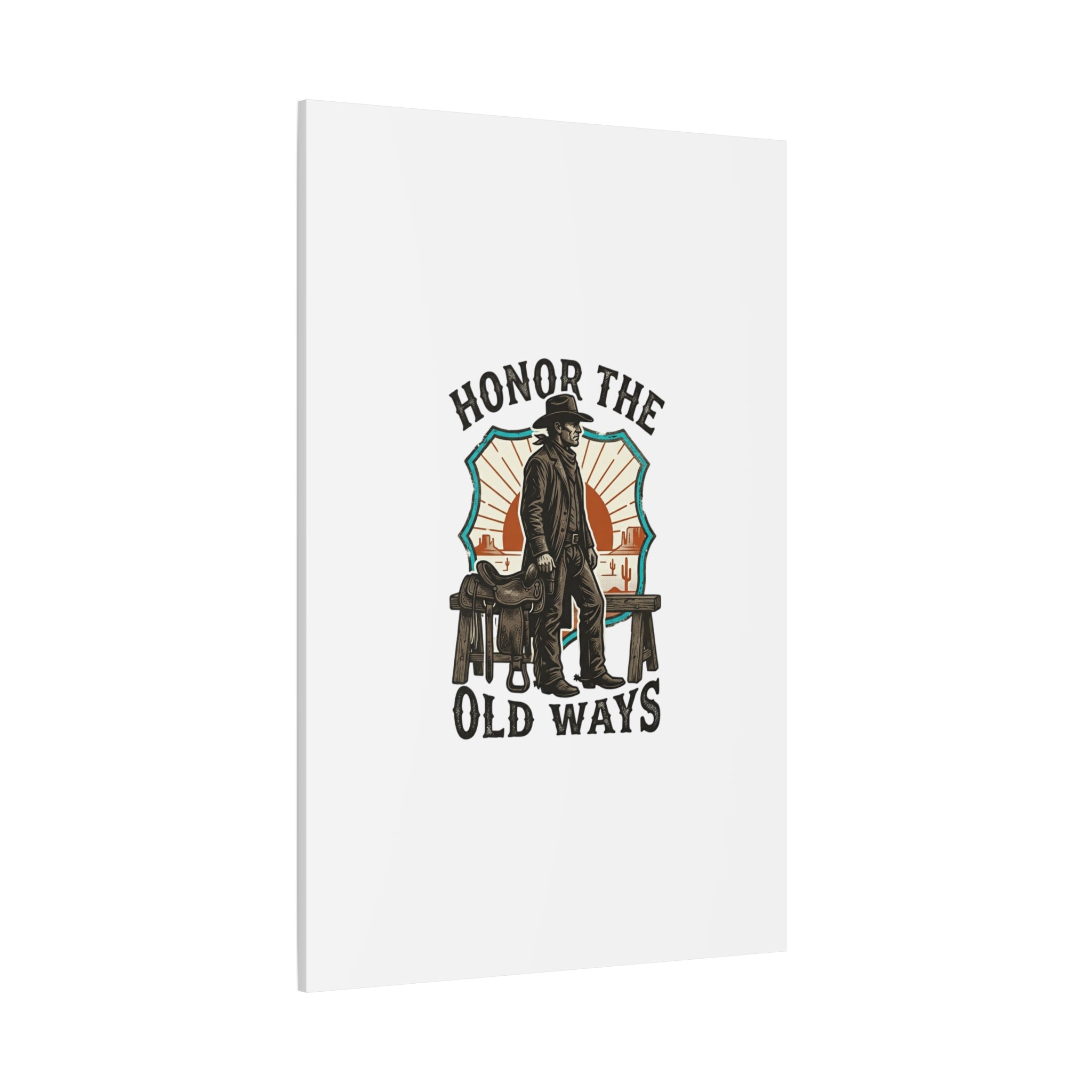 Honor the Old Ways Canvas, Western Americana vintage cowboy frontier 36" x 36" 1.25"