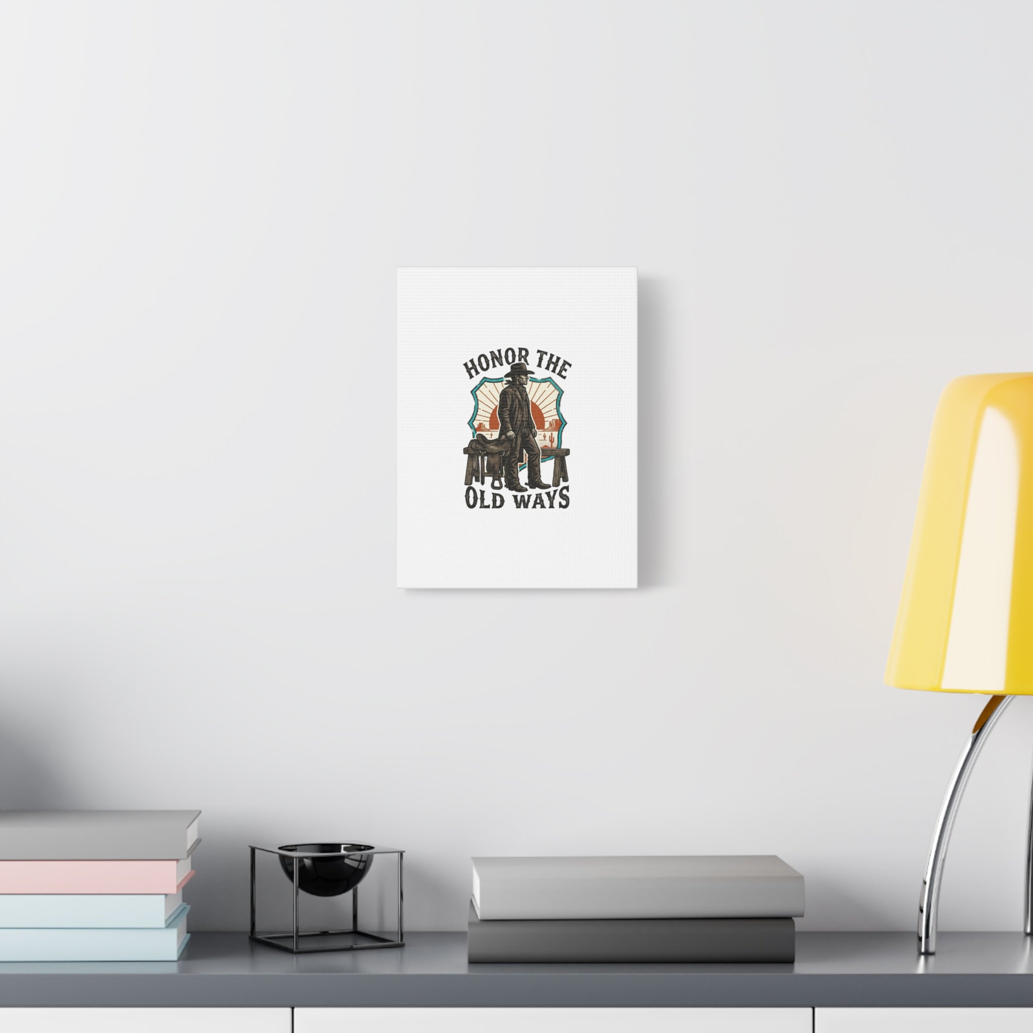 Honor the Old Ways Canvas, Western Americana vintage cowboy frontier 36" x 36" 1.25"