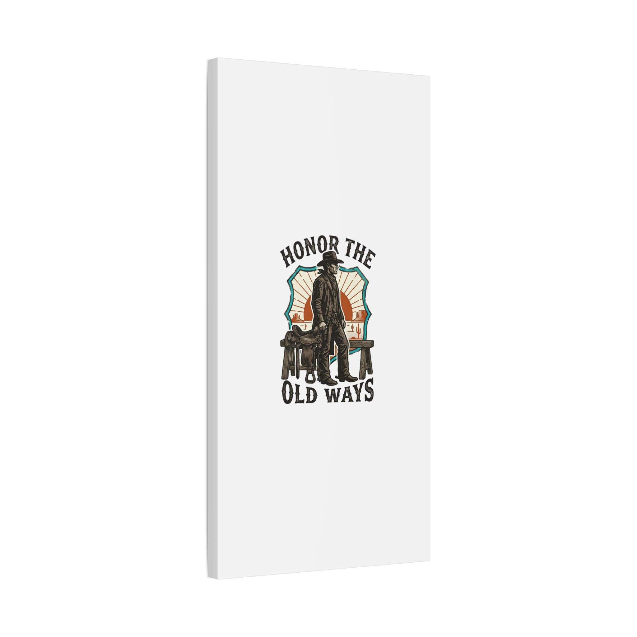 Honor the Old Ways Canvas, Western Americana vintage cowboy frontier 36" x 36" 1.25"