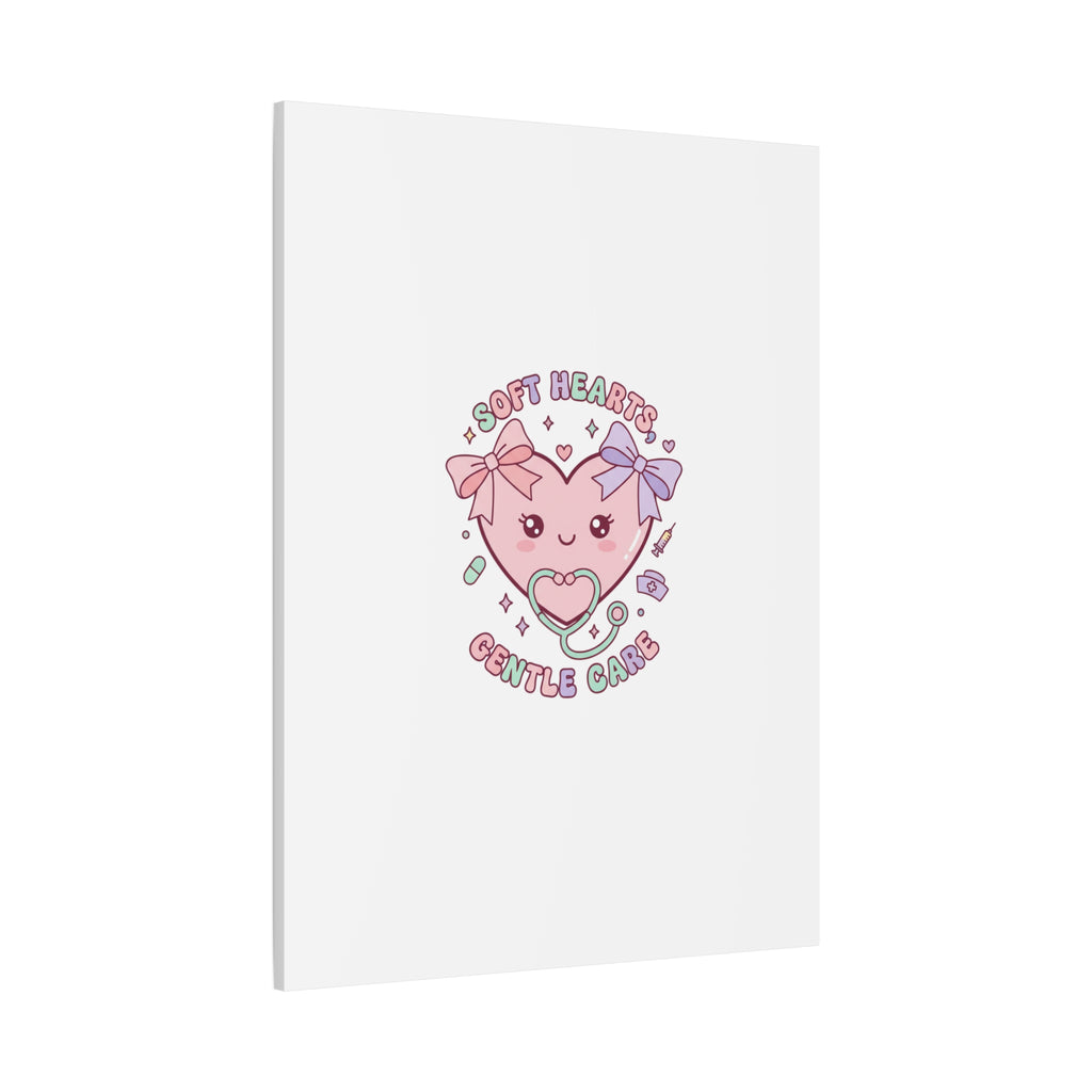 Soft Hearts Gentle Care Canvas, Cute Nurse Graphic | Pastel Coquette Medical Art 36" x 36" 1.25"