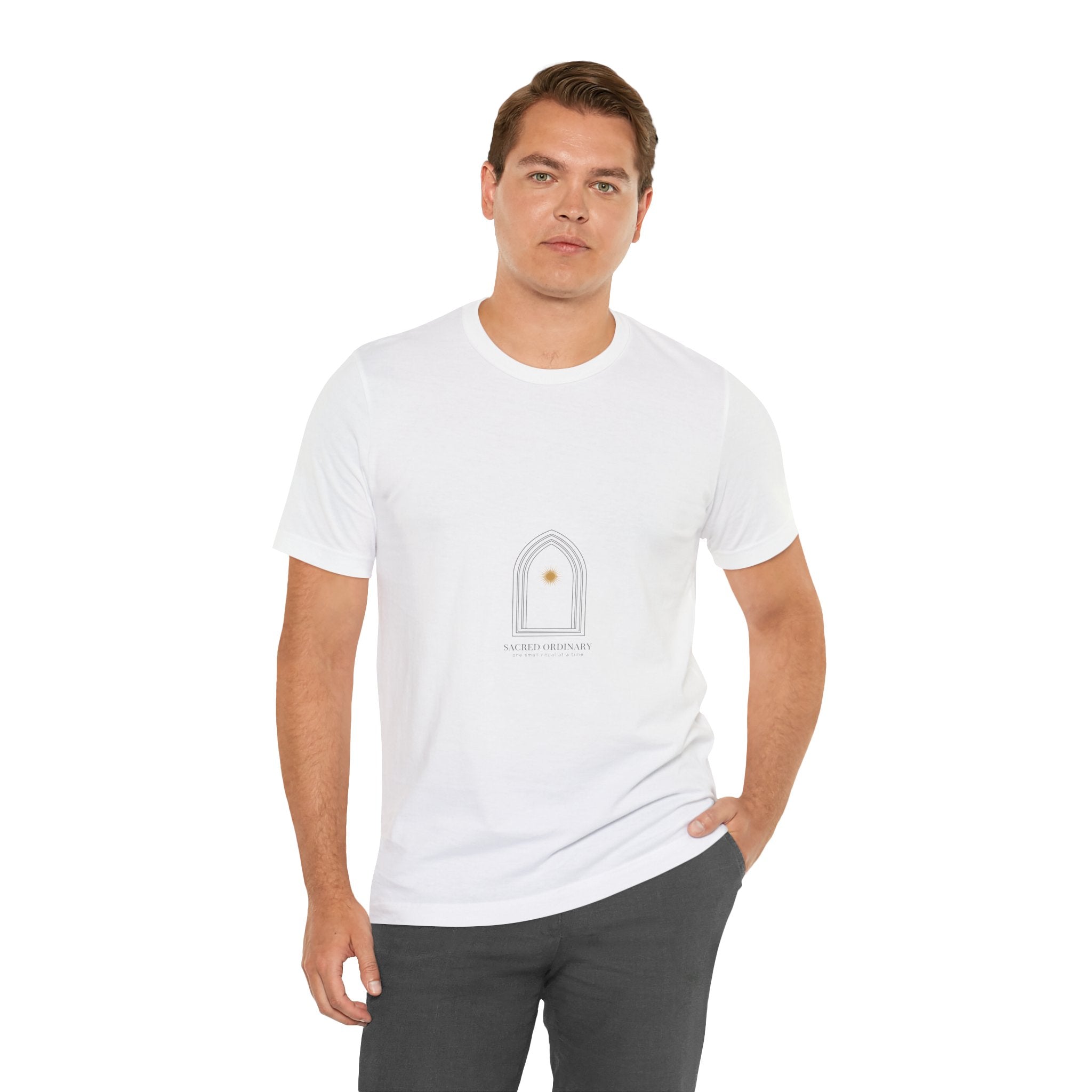 Gothic Arch Minimal Tee | Monastic Minimalism, serene typography Navy