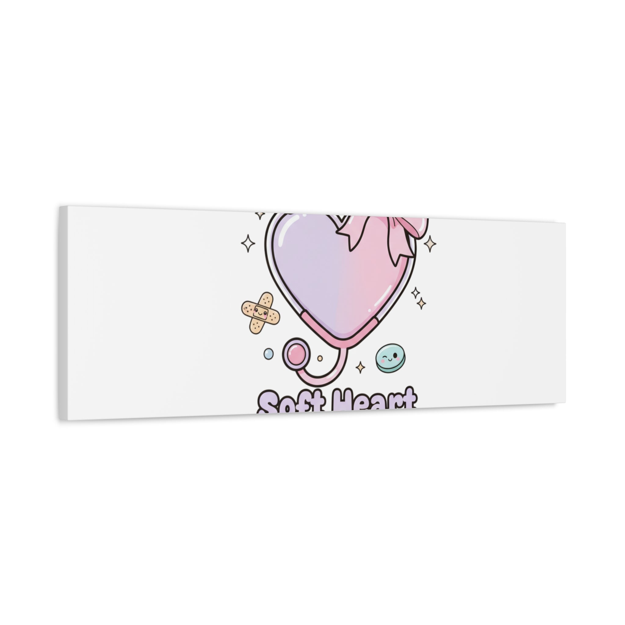 Soft Heart Strong Care Canvas, Pastel Cute Nurse Medical Art | Coquette Healthcare 36" x 36" 1.25"
