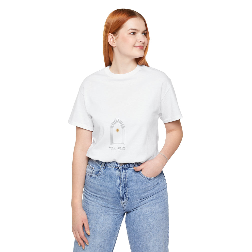Gothic Arch Minimal Tee | Monastic Minimalism, serene typography Navy