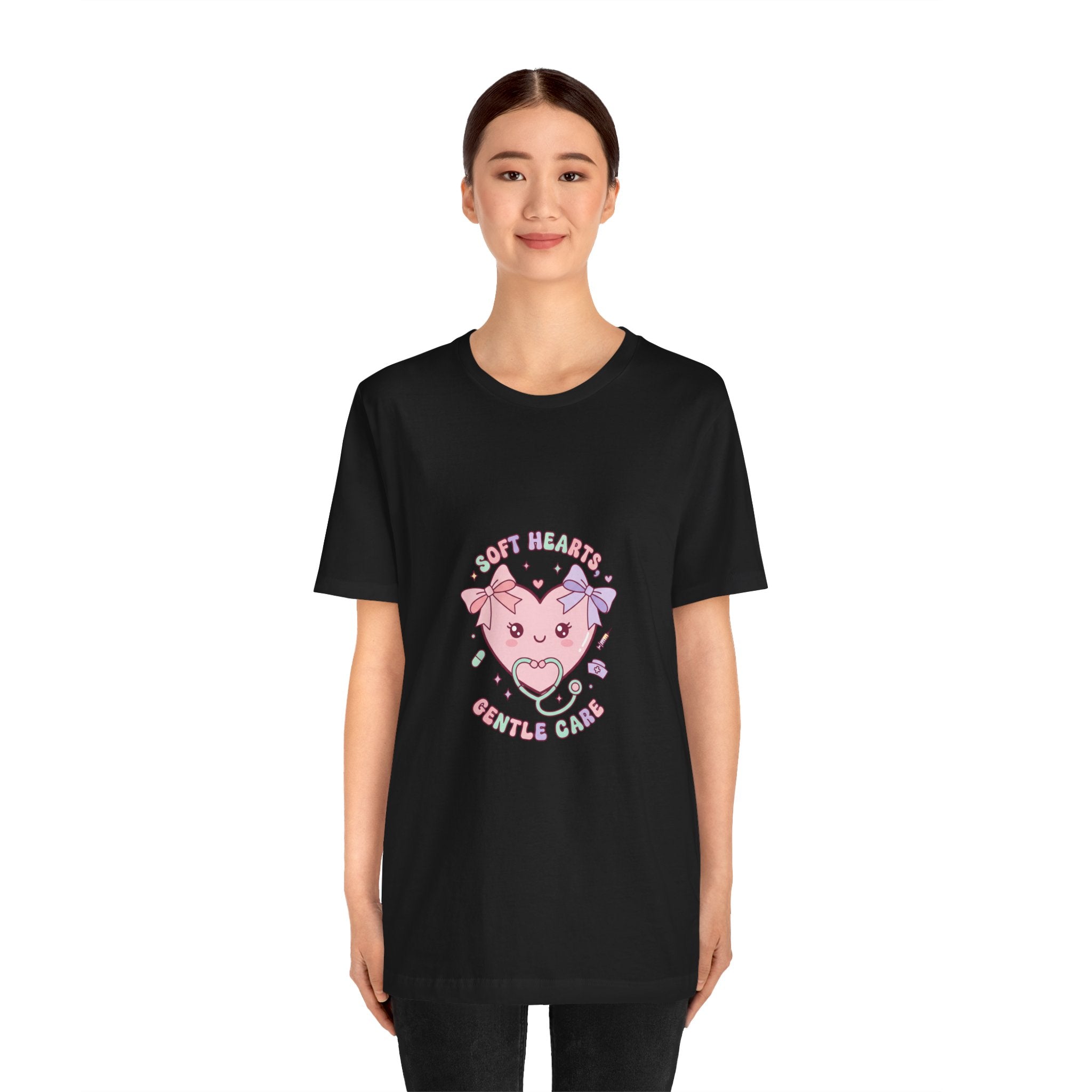 Kawaii Nurse Heart Tee | pastel healthcare design, coquette medical shirt Navy