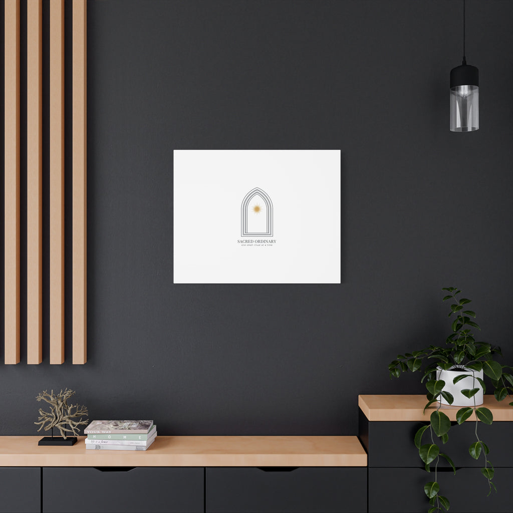 Sacred Ordinary Gothic Arch Canvas | Minimal Scripture Art, Quiet Luxury 36" x 36" 1.25"