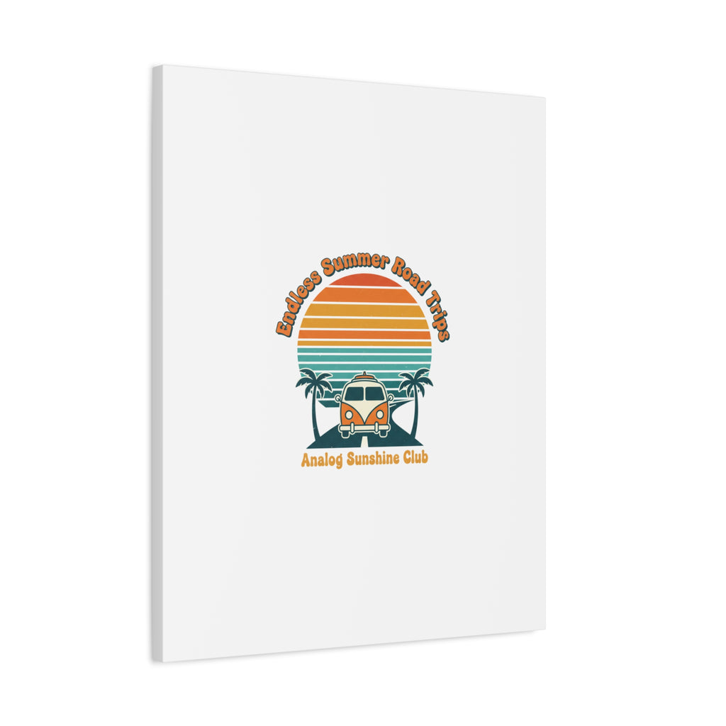 Endless Summer Road Trips Canvas | 1970s Sunset, Retro Surf Palm Art 36" x 36" 1.25"