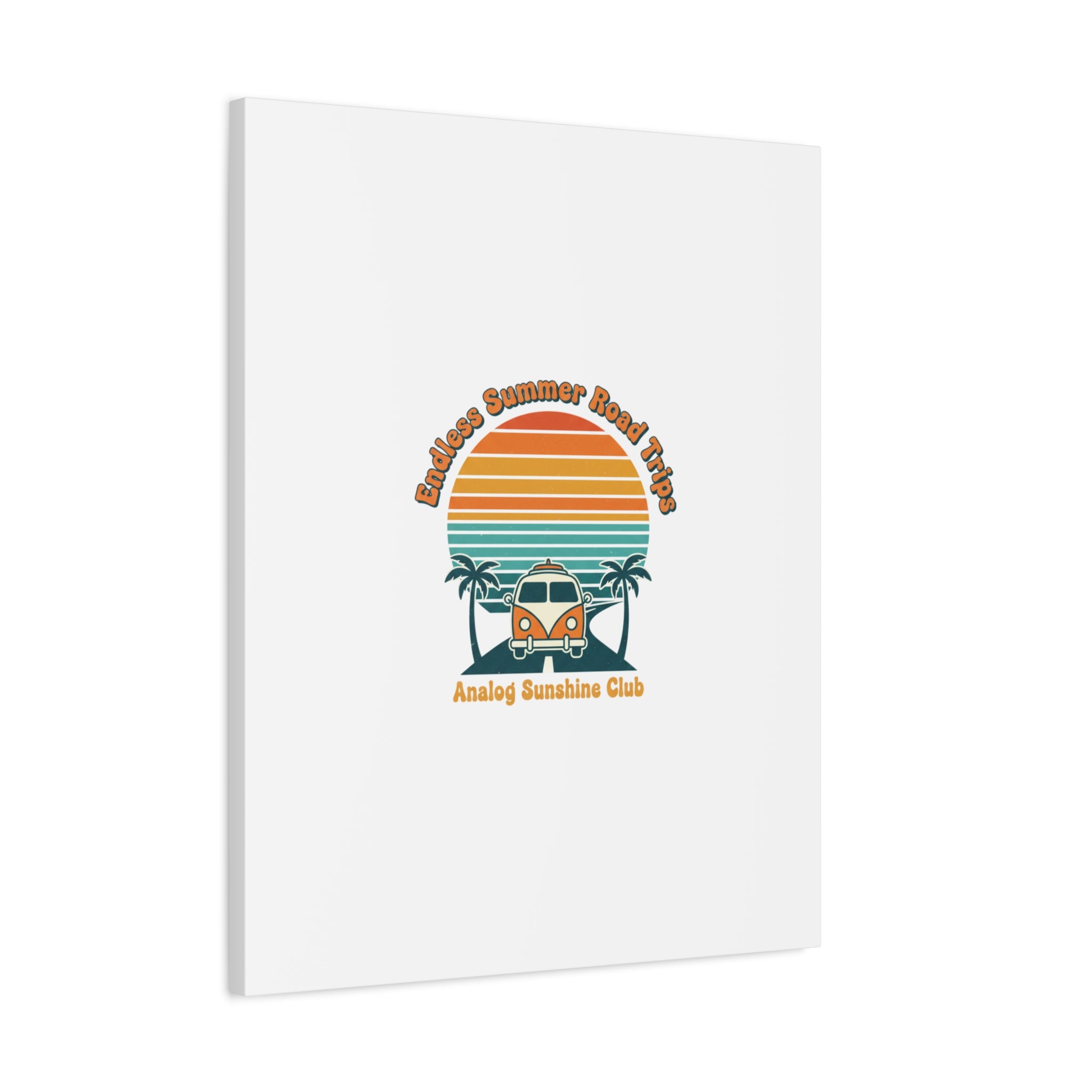 Endless Summer Road Trips Canvas | 1970s Sunset, Retro Surf Palm Art 36" x 36" 1.25"