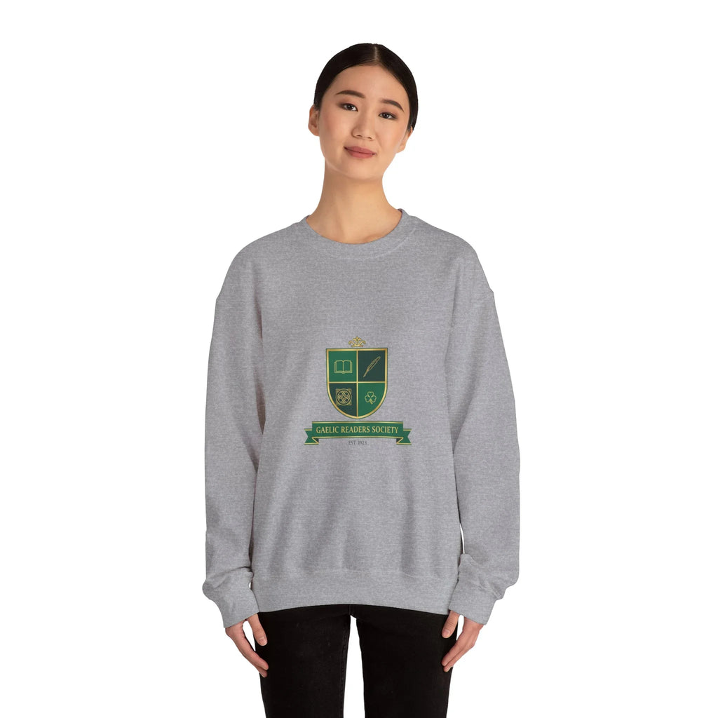 Celtic Crest Gaelic Library Sweatshirt | Irish Heritage Logo, Celtic Knot Navy