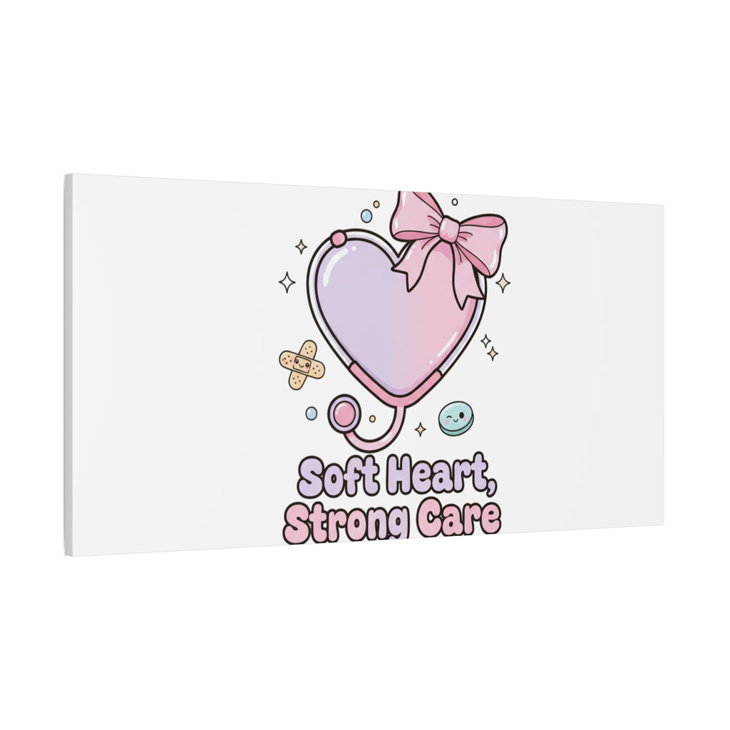 Soft Heart Strong Care Canvas, Pastel Cute Nurse Medical Art | Coquette Healthcare 36" x 36" 1.25"