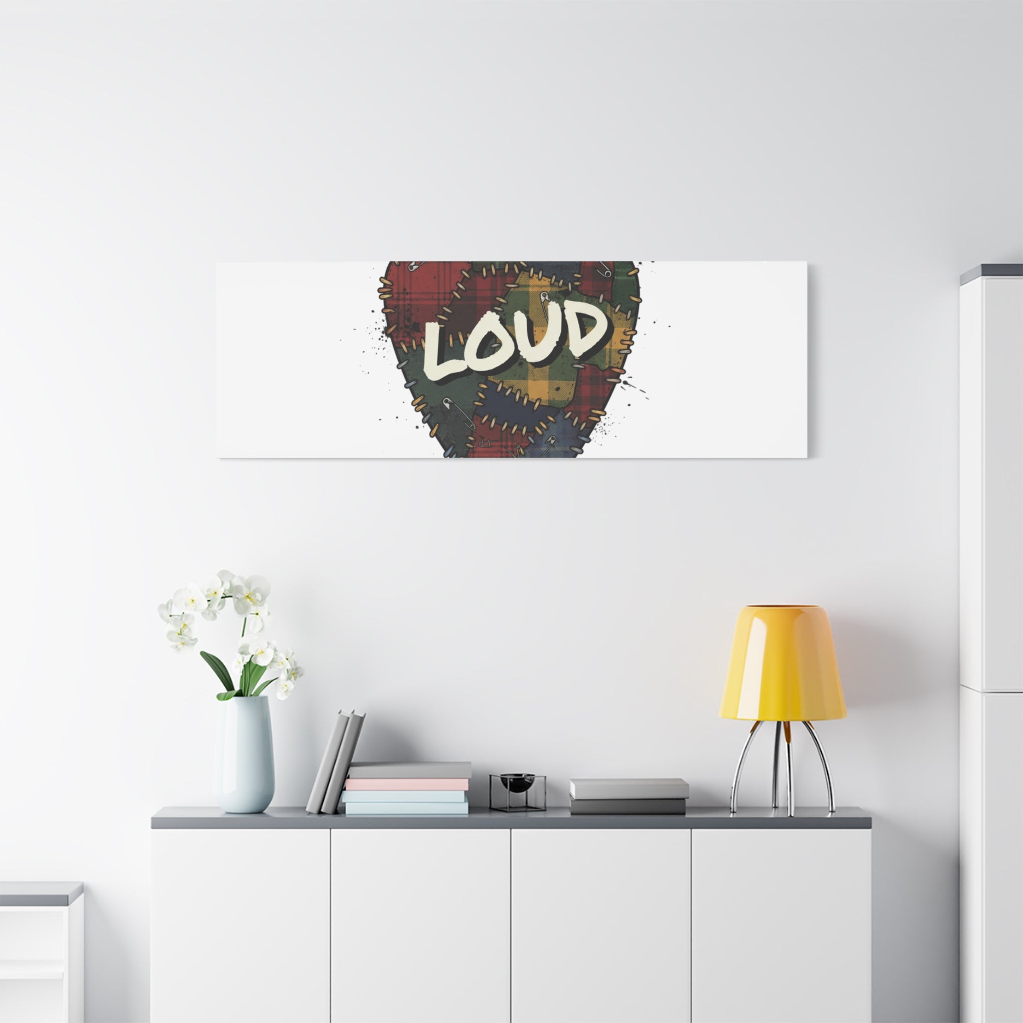 Plaid Patchwork Guitar Pick Canvas, Grunge Revival, 90s Rock Plaid Aesthetic 36" x 36" 1.25"