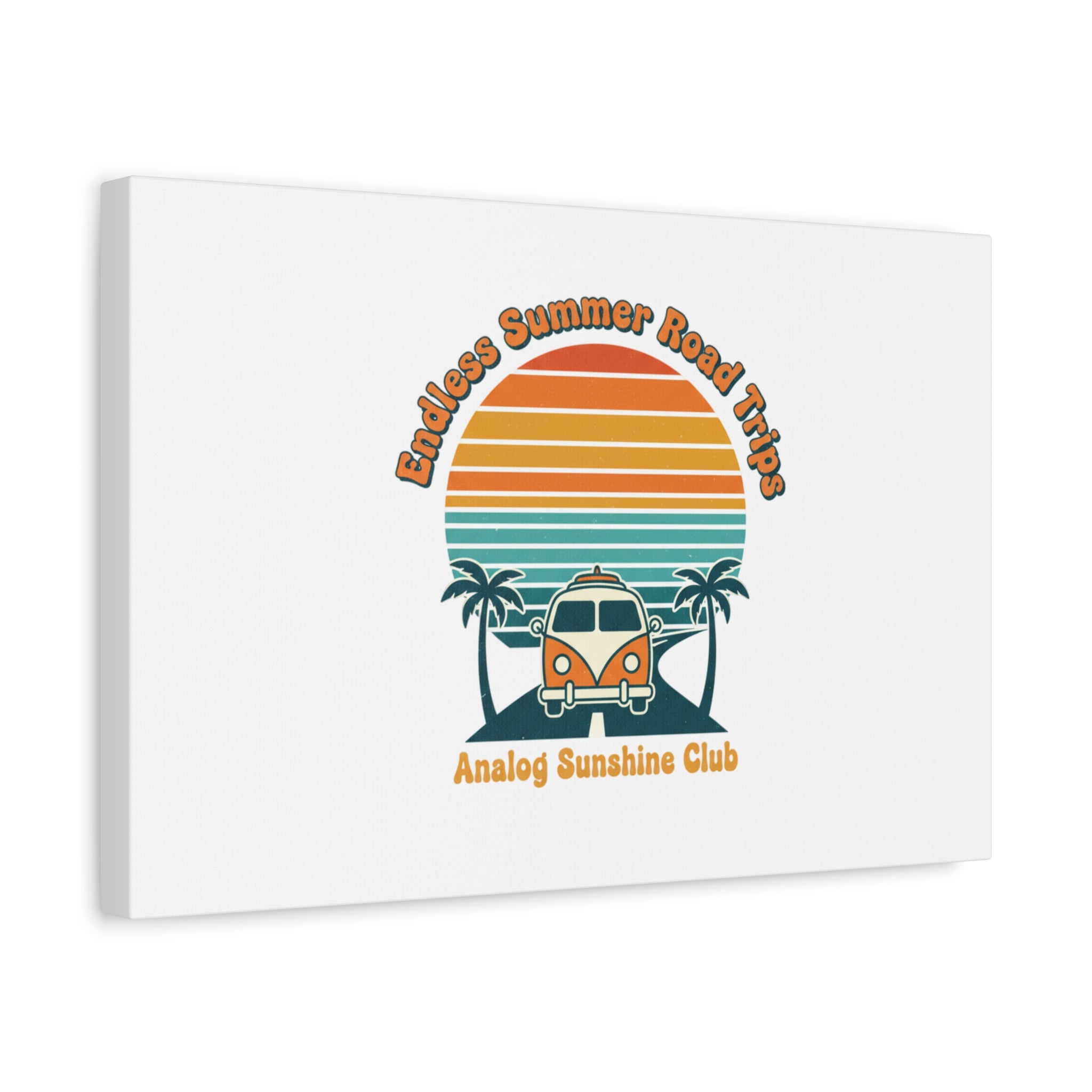 Endless Summer Road Trips Canvas | 1970s Sunset, Retro Surf Palm Art 36" x 36" 1.25"
