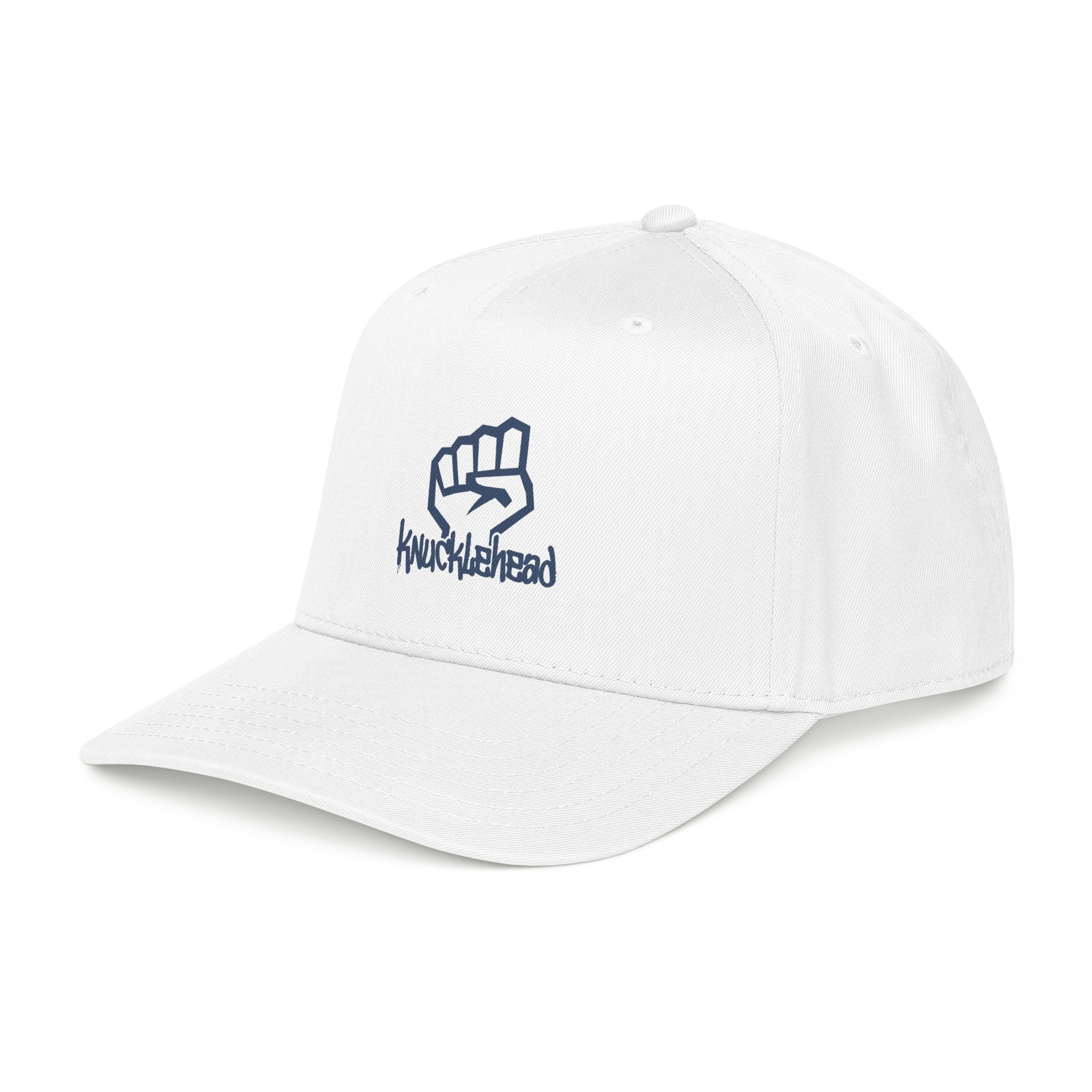 Knucklehead Fist Embroidered Baseball Cap One size White