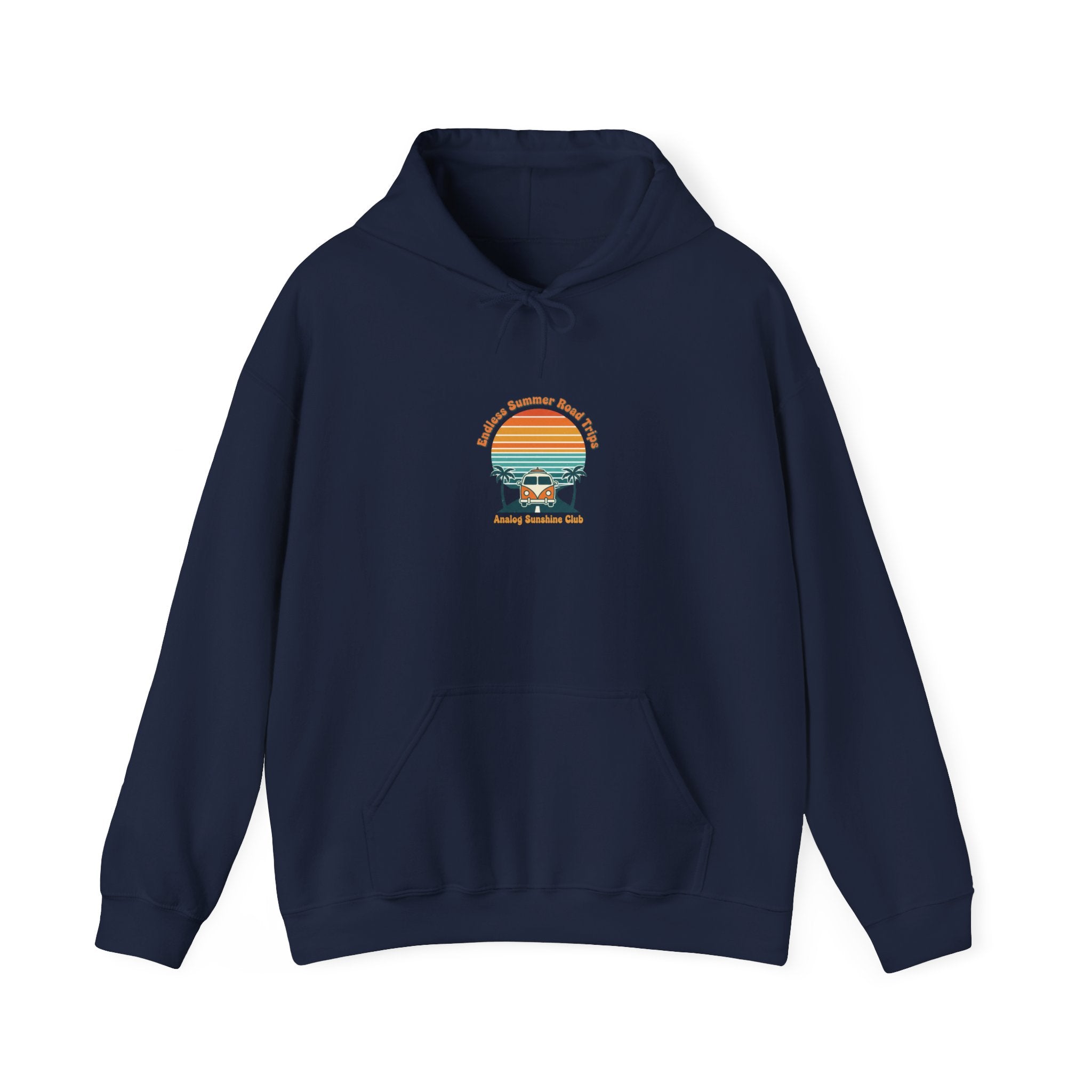 Retro 70s Sunset Surf Hoodie | vintage palm golden hour postcard design