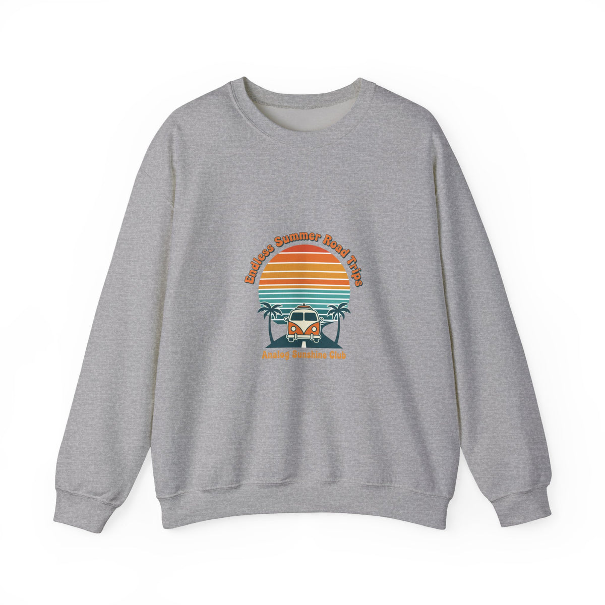 Vintage 70s Sunset Camper Crewneck Sweatshirt | Retro Surf Graphic, Golden Hour Postcard — product image 4