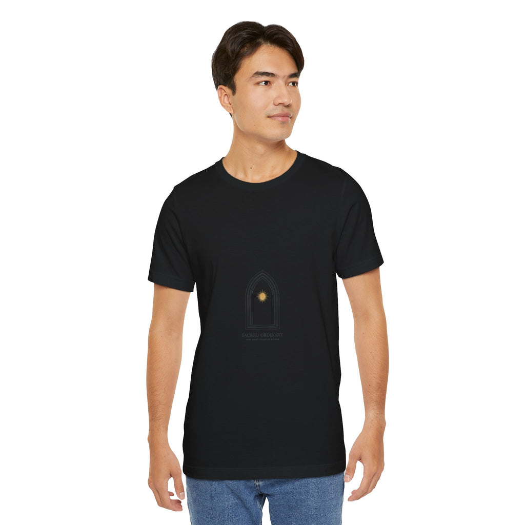 Gothic Arch Minimal Tee | Monastic Minimalism, serene typography Navy
